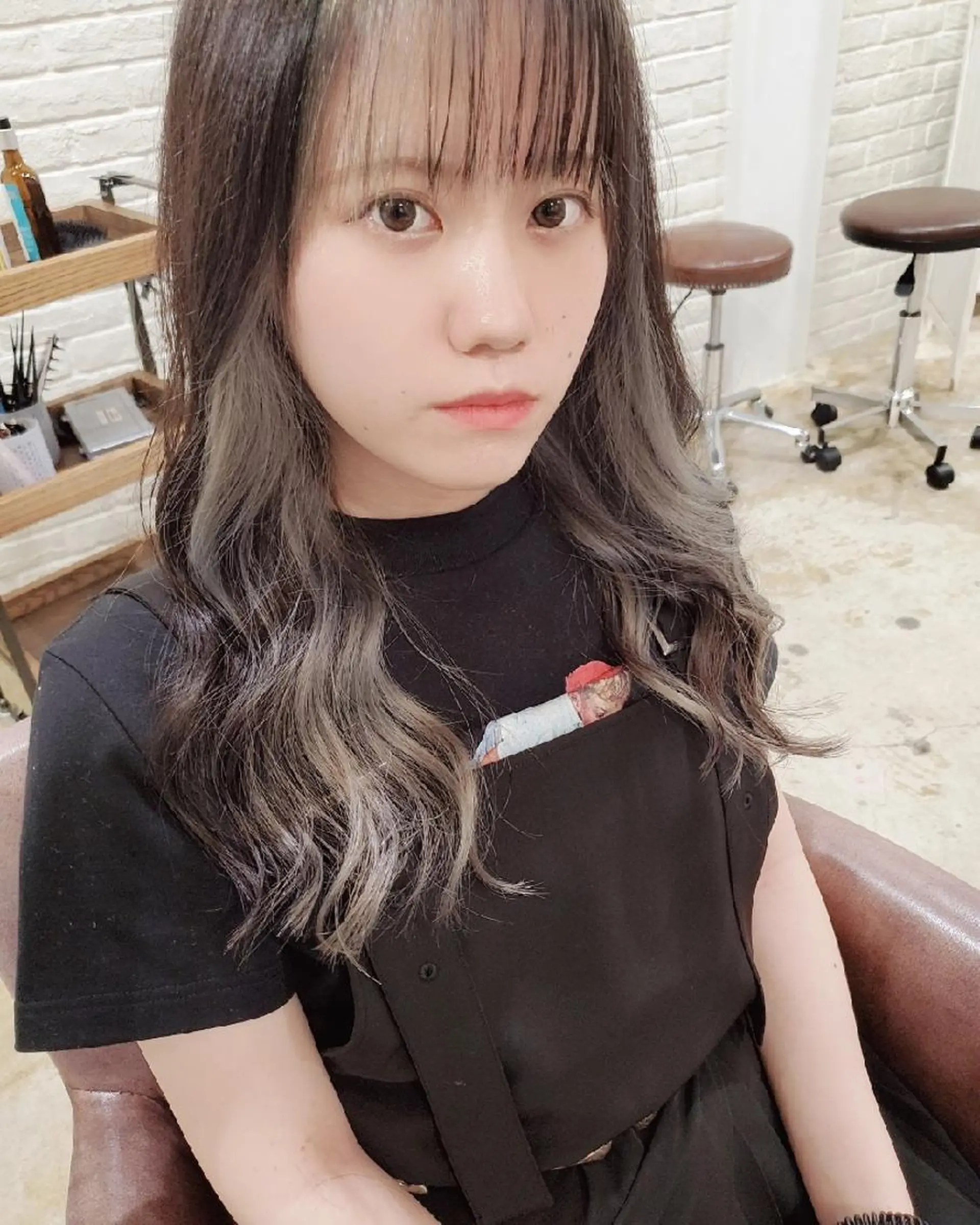 セミロング ミストバング belta 姫路山吹 カラーモデル募集のヘアスタイル