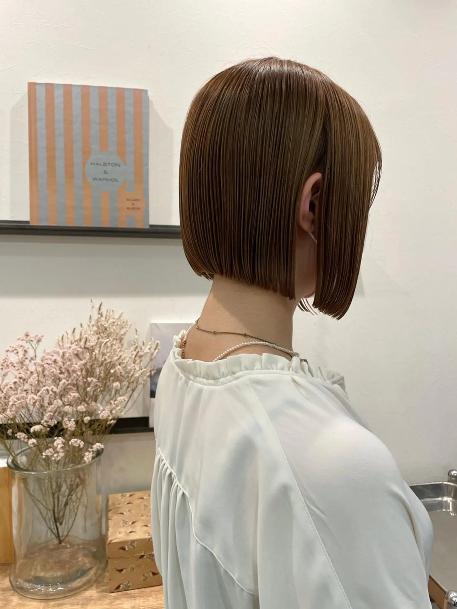 ショート パーマ ハイライト 髪質改善 縮毛矯正 トリートメント モテ髪‎🫧赤み消し カラー表参道きょうこのヘアスタイル