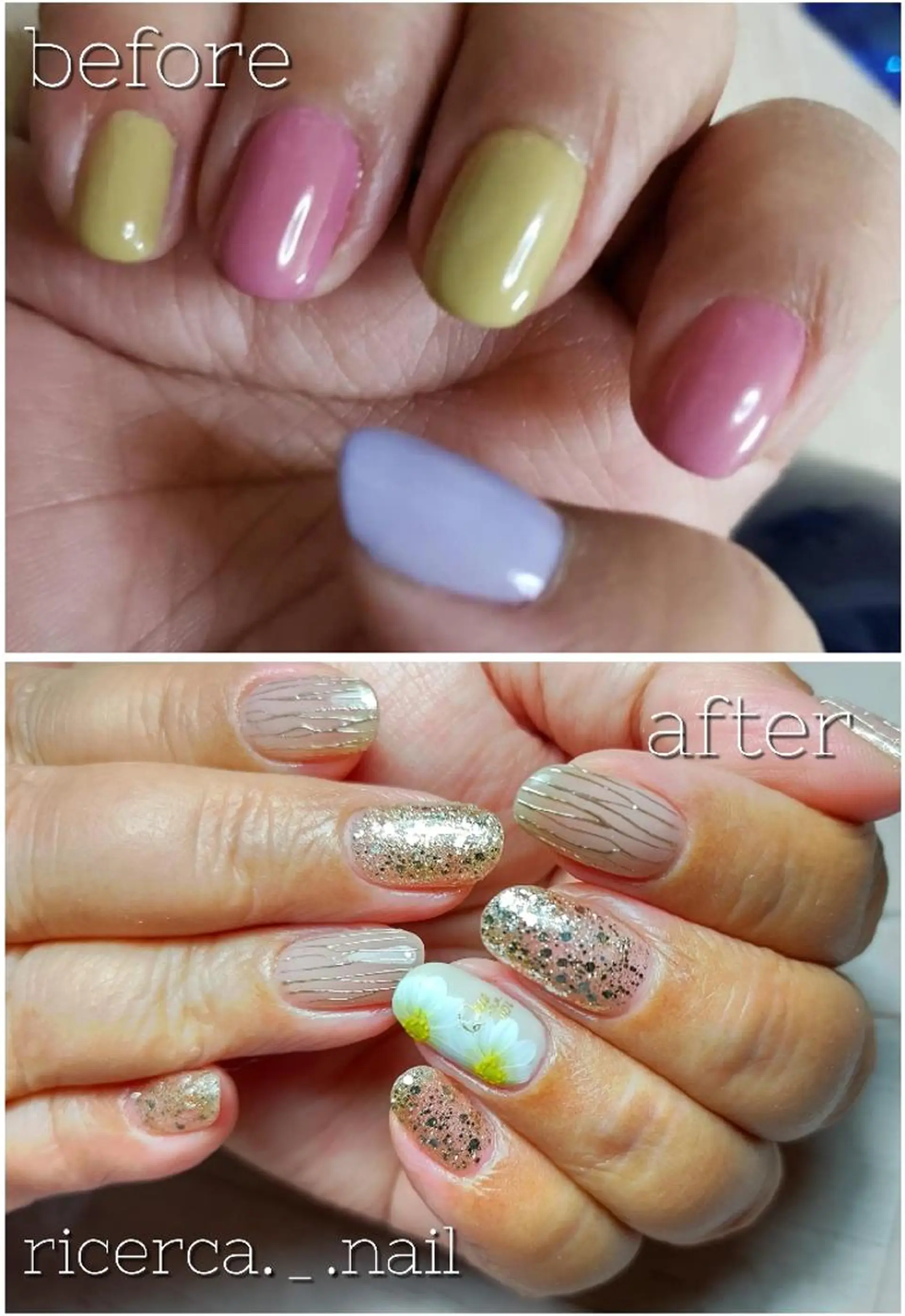 ネイル フラワーネイル ジェルネイル ラメ(グリッター) ミラーネイル ニュアンスネイル ricerca._. nail ちゃこのネイルデザイン