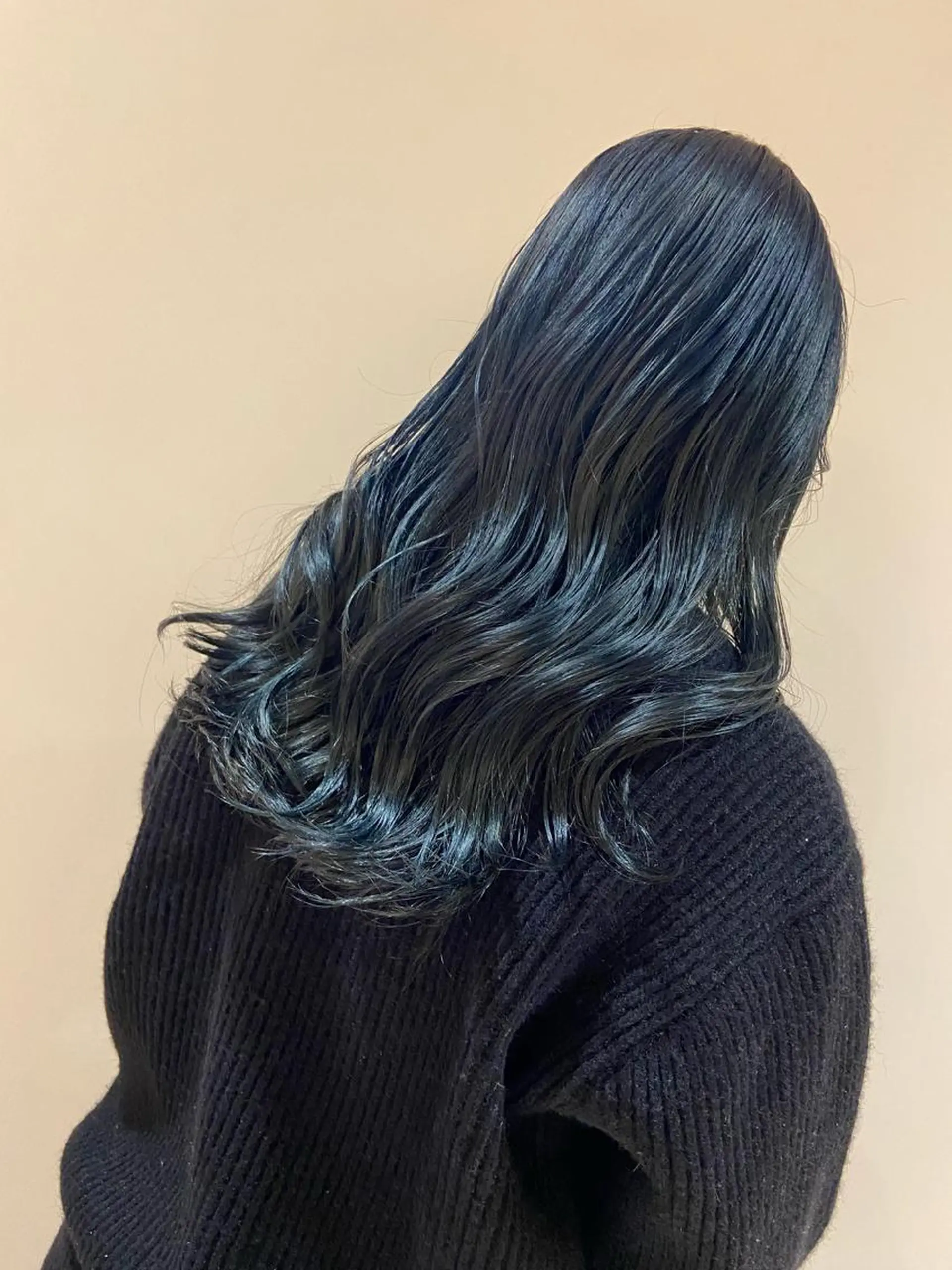 カラー 黒髪 ブルーカラー ブルーブラック 大塚 夏生のヘアスタイル