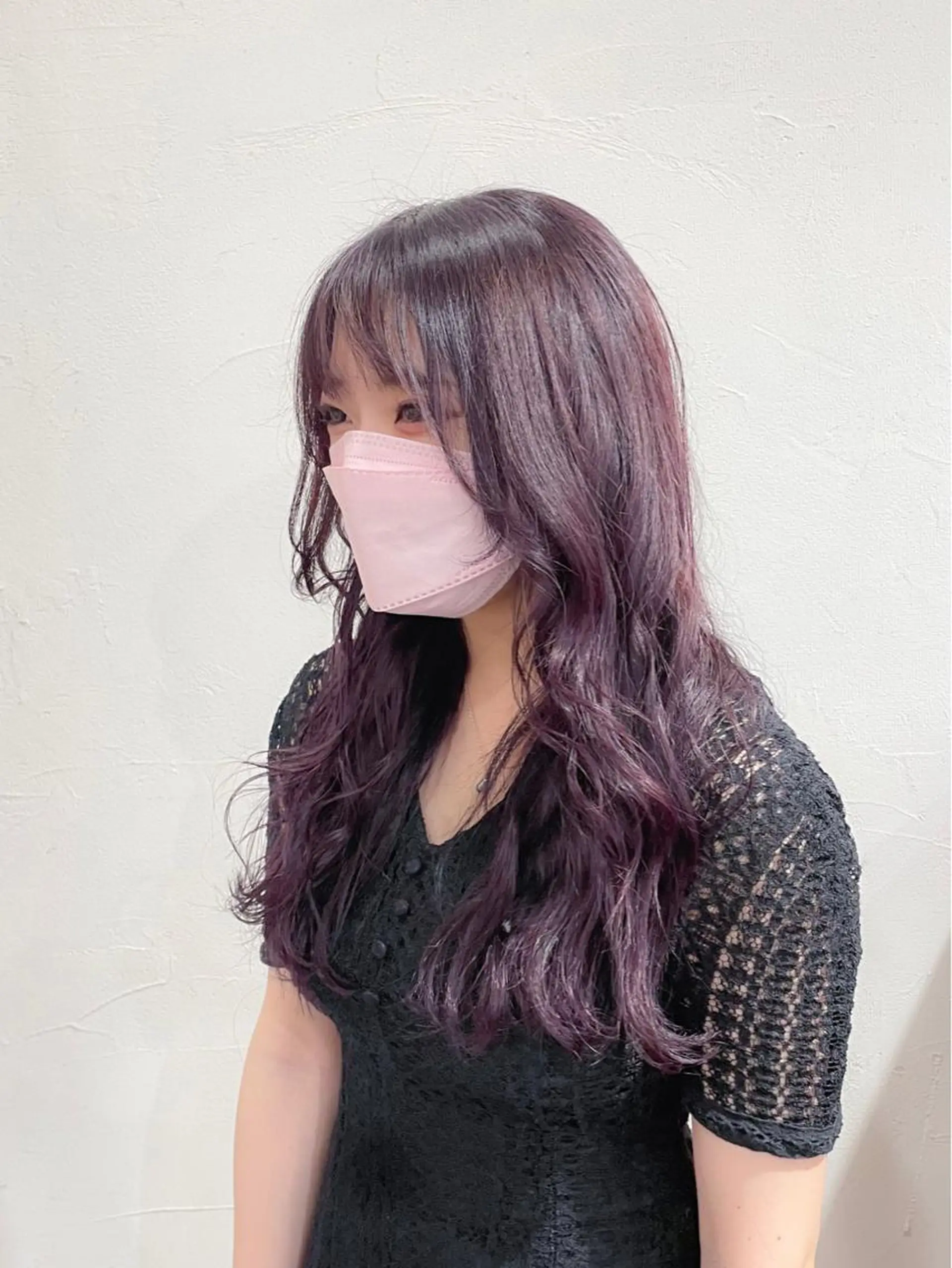 ロング カラー ブリーチ ラベンダーカラー ピンクカラー ピンクラベンダー レイヤーカット カット ヘアカラー トリートメント かんばら りょーいのヘアスタイル