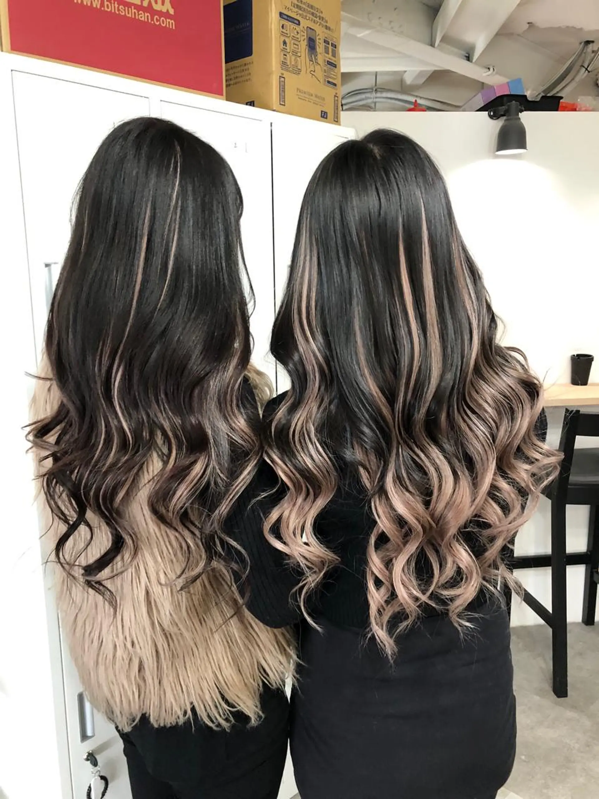 ロング カラー ヘアアレンジ シールエクステ バレイヤージュ ブリーチ ハイライトカラー ハイトーンカラー alpha. カラーエクステ下妻のヘアスタイル