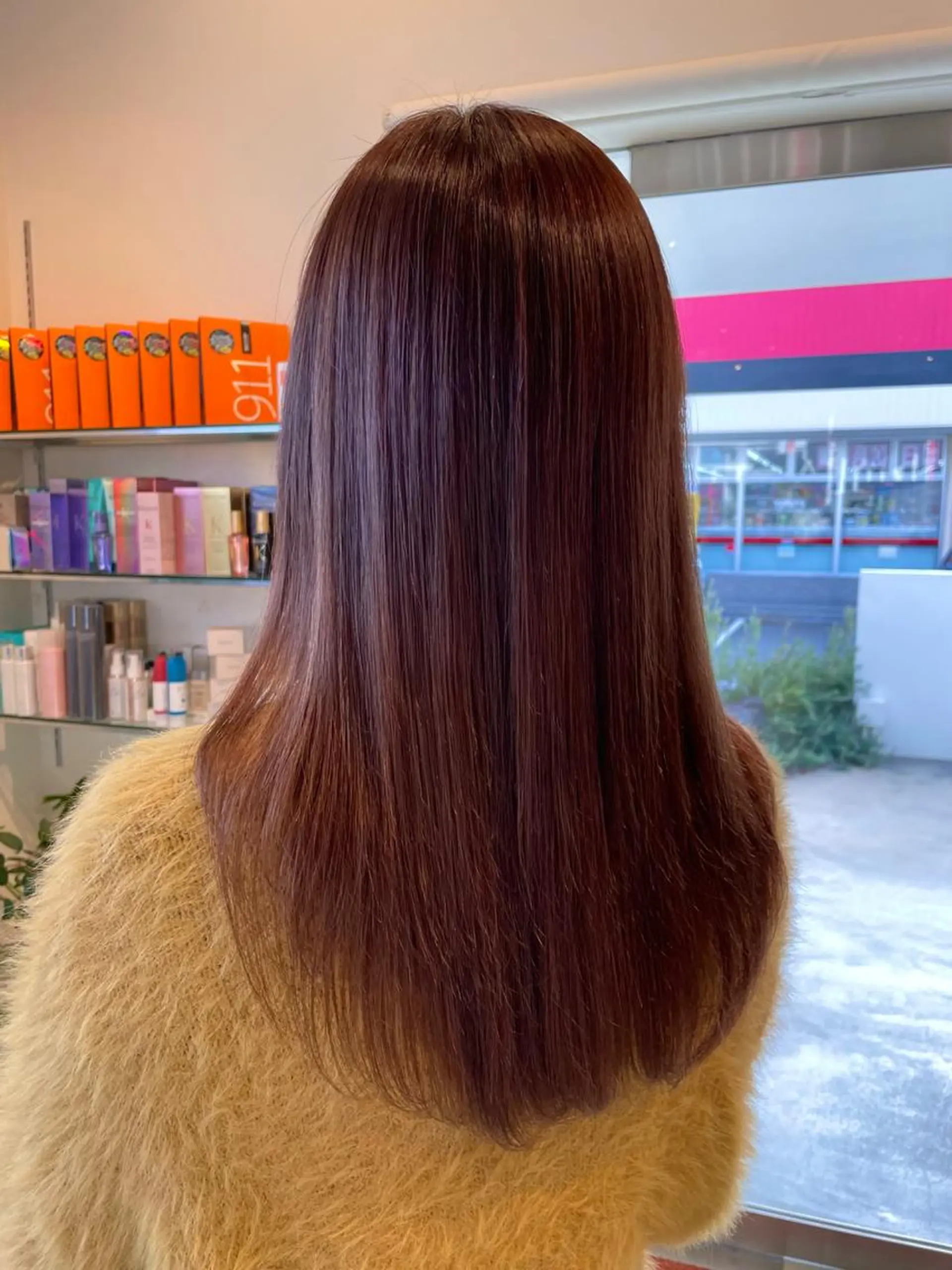 ロング カラー ブラウンカラー ケアカラー ピンクカラー 髪質改善 野田 カレンのヘアスタイル