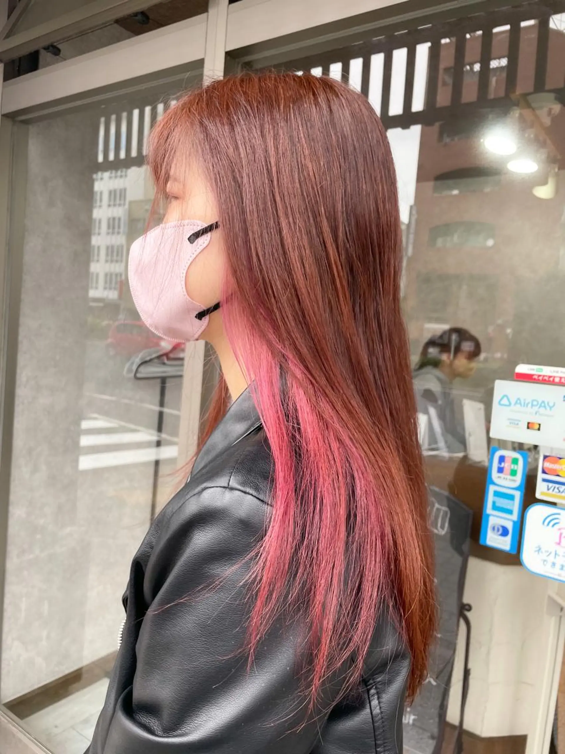 ロング カラー ブラウンカラー 透明感カラー インナーカラー オレンジ ピンクカラー カット ヘアカラー トリートメント イワタ マハ/ minim hairのヘアスタイル