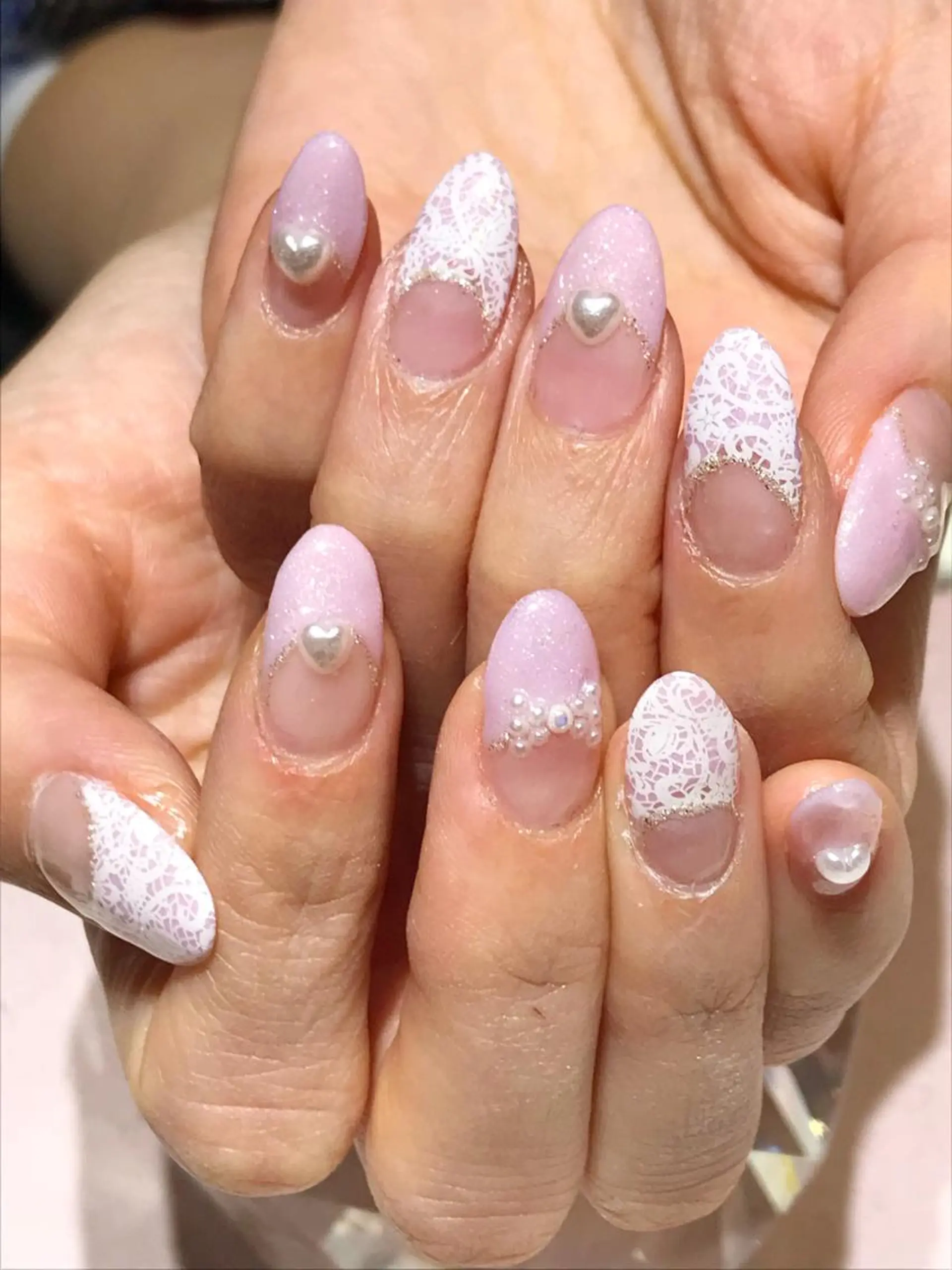 ネイル アートネイル フレンチネイル ジェルネイル レース シンプルネイル YUN 💅のネイルデザイン