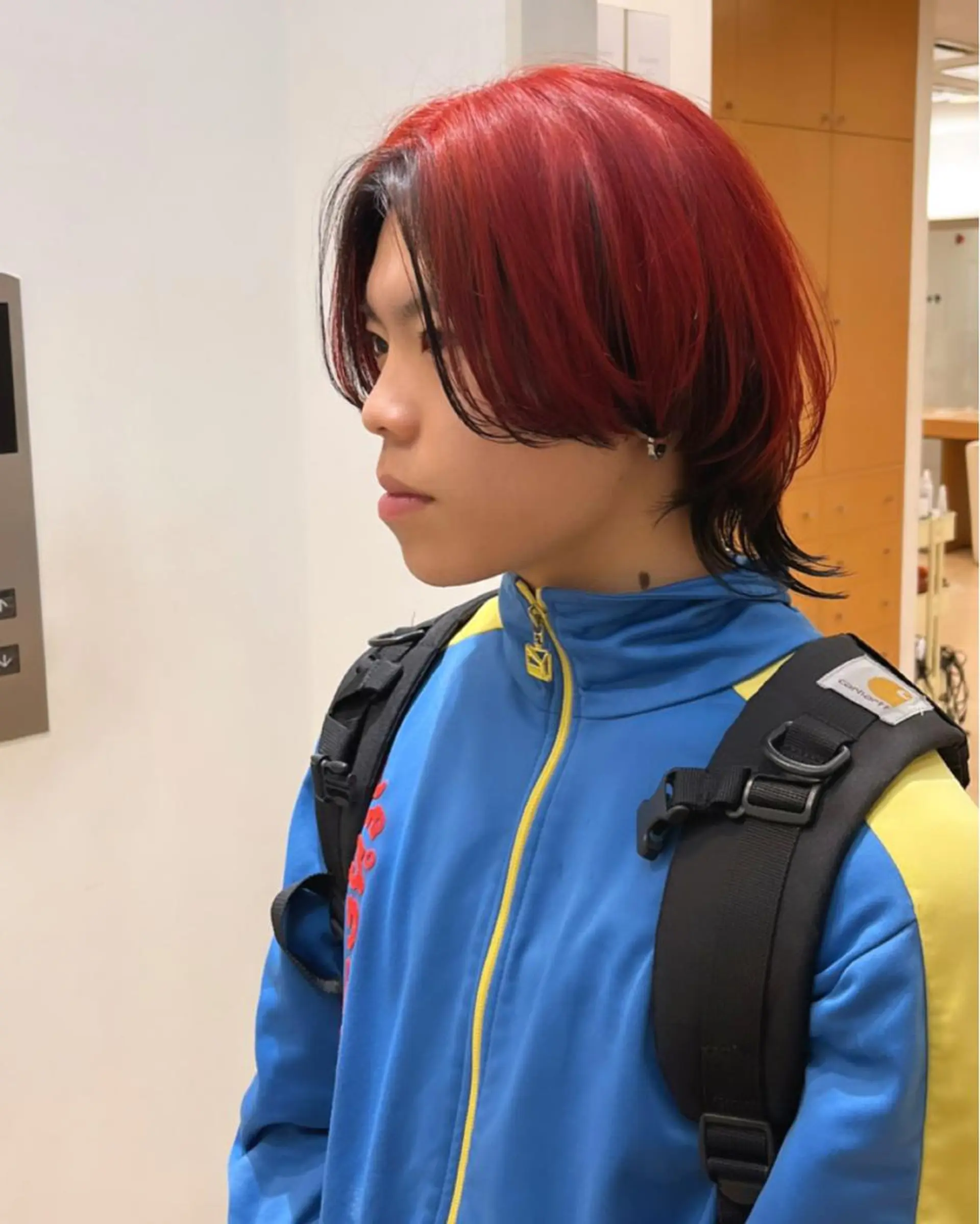 カラー メンズ メンズブリーチ 黒髪 ブリーチ デザインカラー レッドカラー 💠つたふうか/ 韓国/メンズヘア💠のヘアスタイル