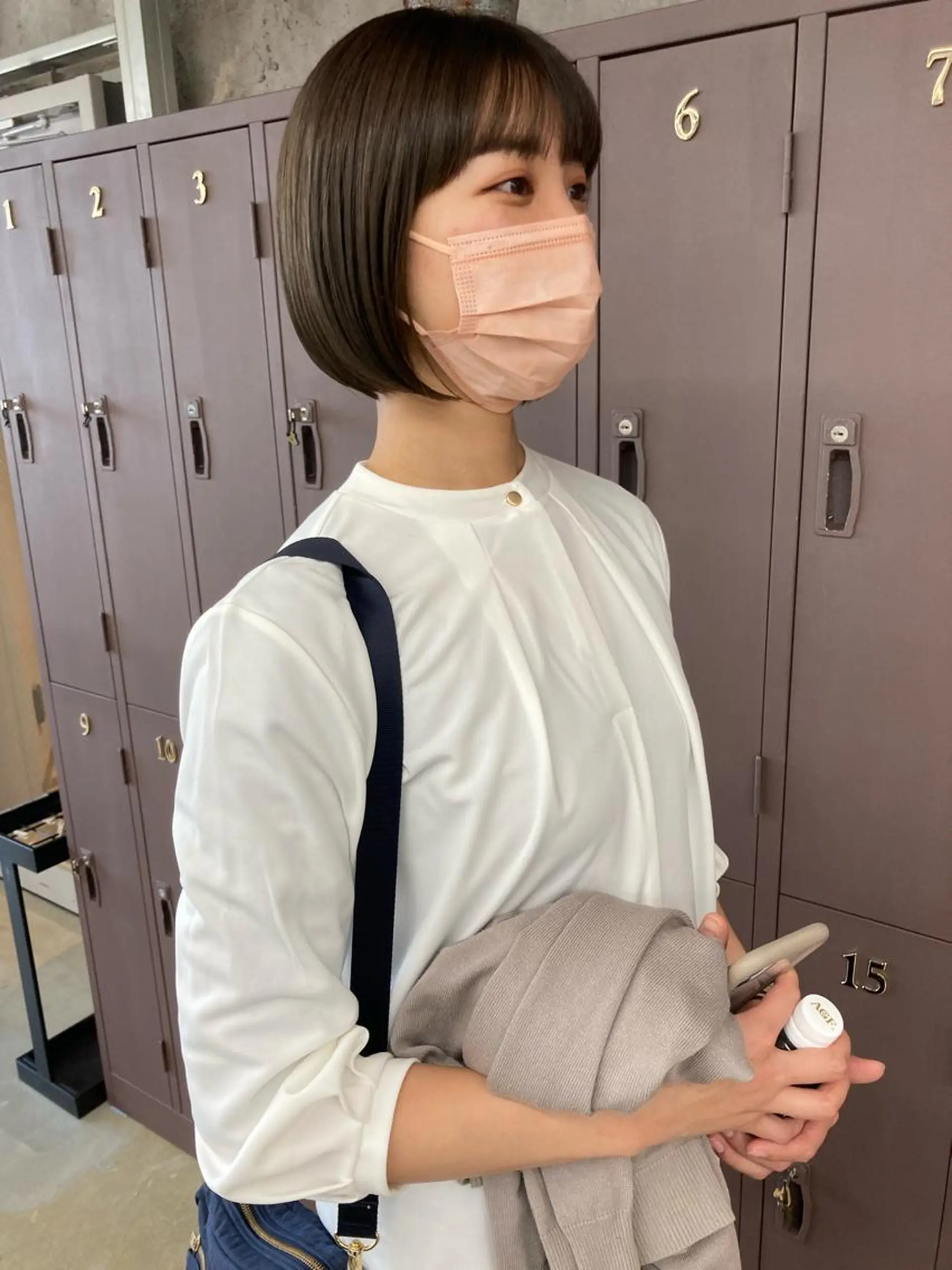 ミディアム カラー ショートボブ ベージュカラー オリーブベージュ ボブ カット 縮毛矯正 小木曽智美 /ボブ/ショートのヘアスタイル