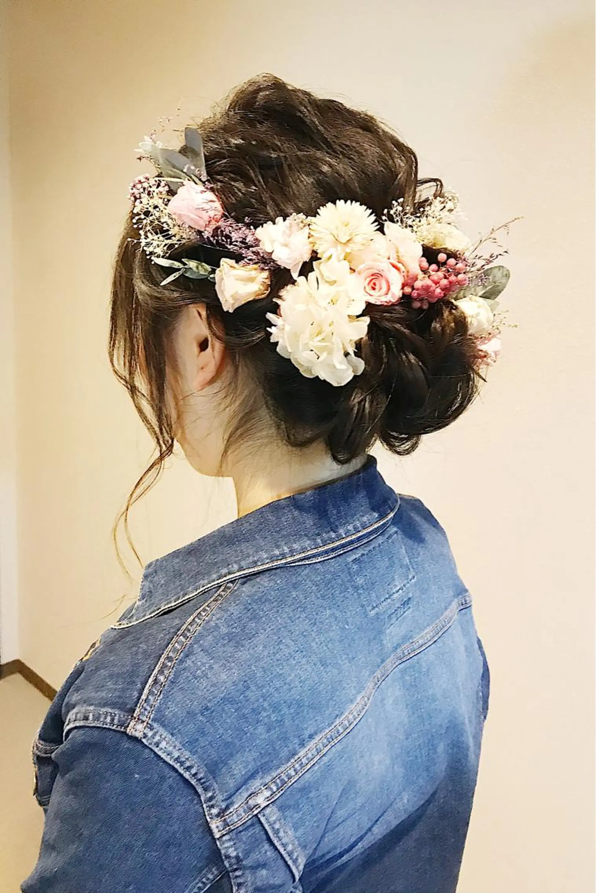 セミロング ヘアアレンジ 結婚式・ブライダル ヘアセット/卒業式 袴着付け✨清水玲歌のヘアスタイル