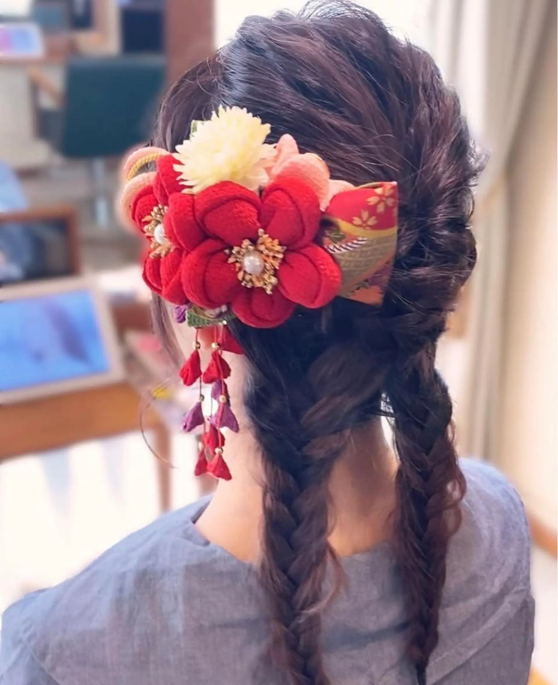 ミディアム ヘアアレンジ ハーフアップ 結婚式・ブライダル 三つ編み ヘアセット 髪質改善ヘアケア 艶髪特化/上田のヘアスタイル