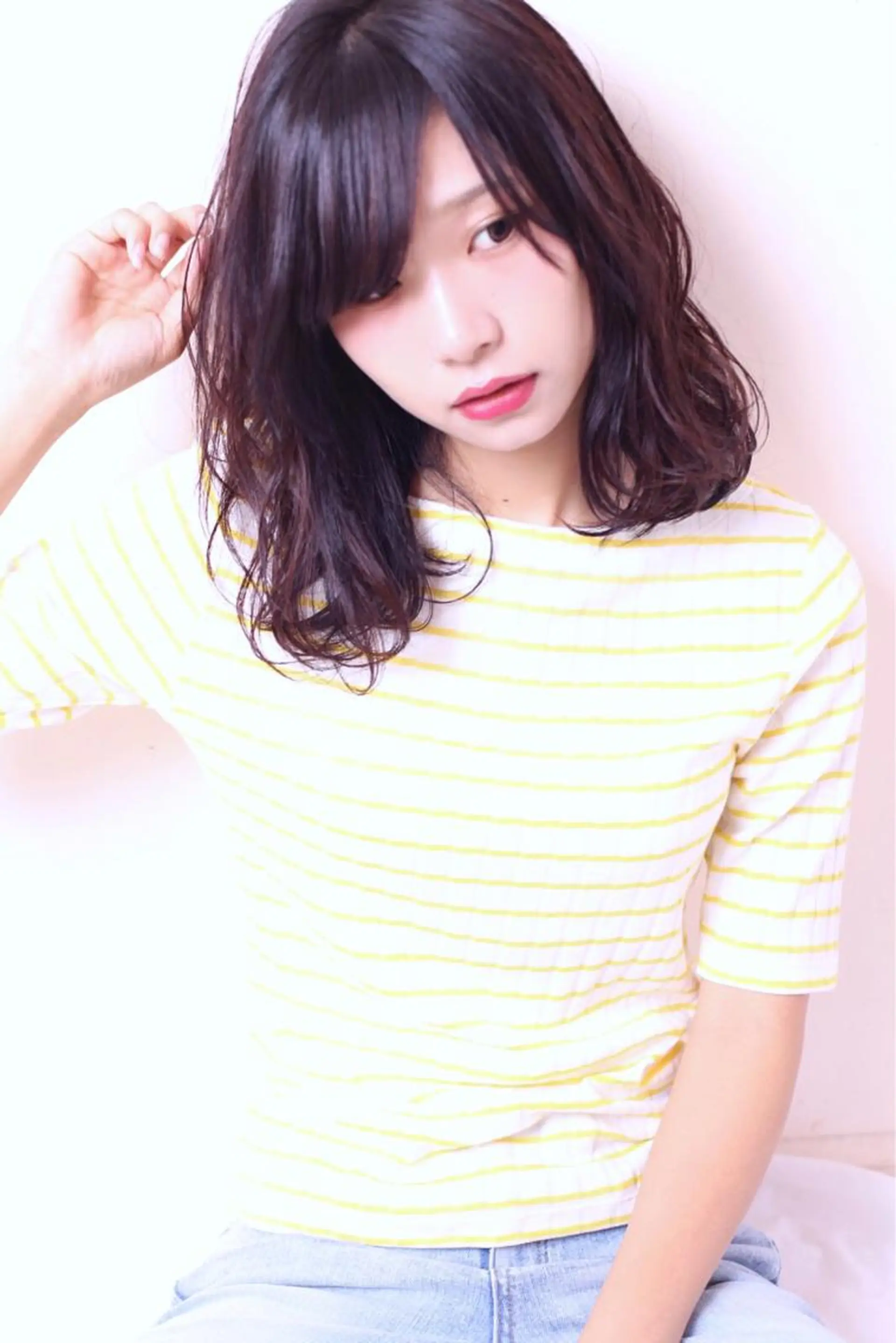 ミディアム カラー 服部 樹季のヘアスタイル