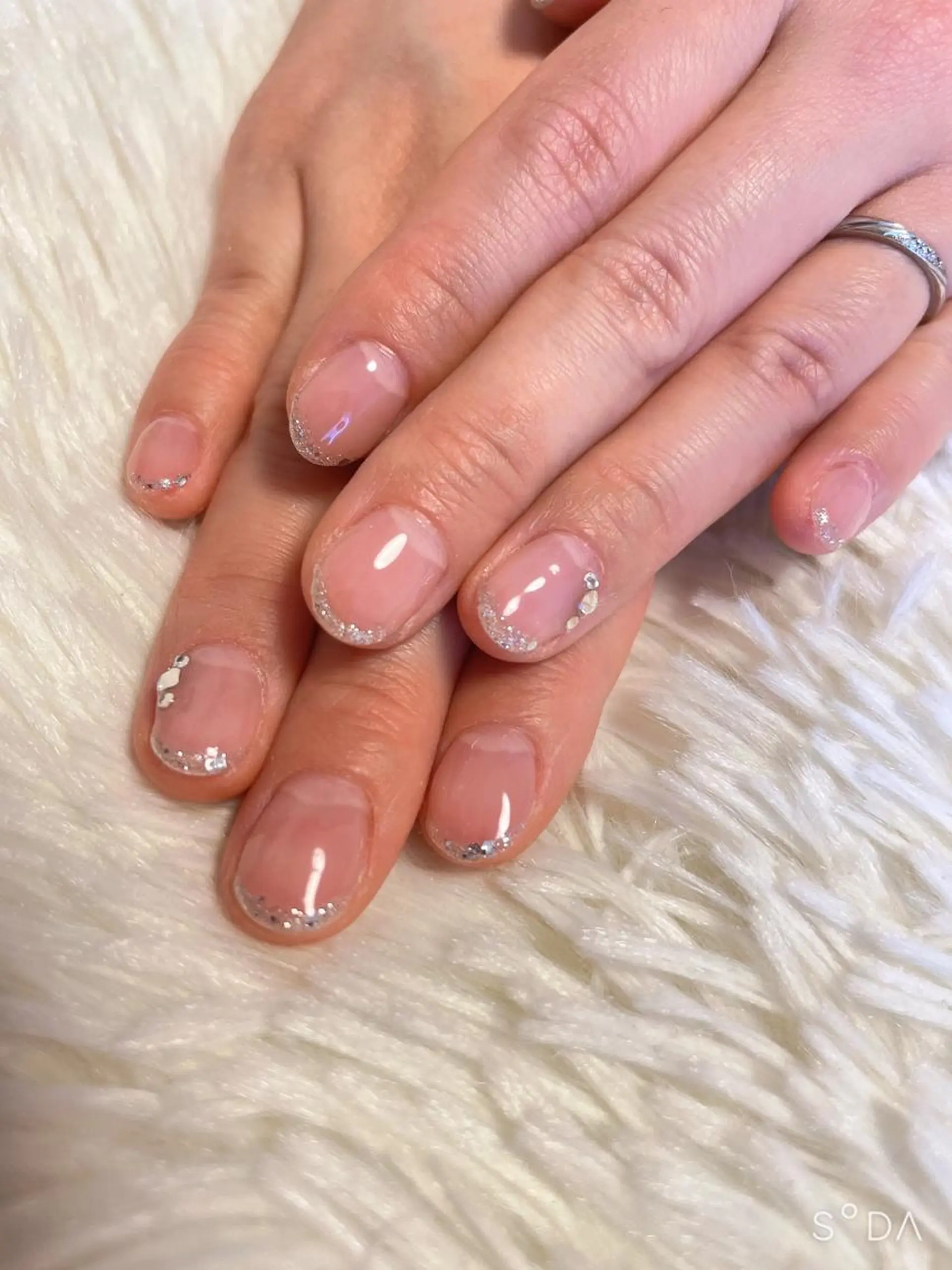 ネイル フレンチネイル ラメ(グリッター) ショートネイル ブライダルネイル Nail salon Betty❤︎のネイルデザイン