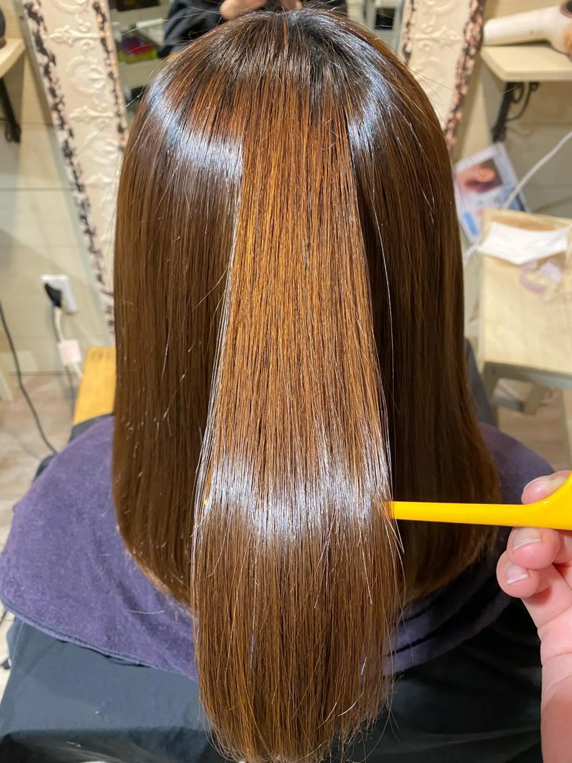 セミロング パーマ 縮毛矯正 ミズタ マイのヘアスタイル