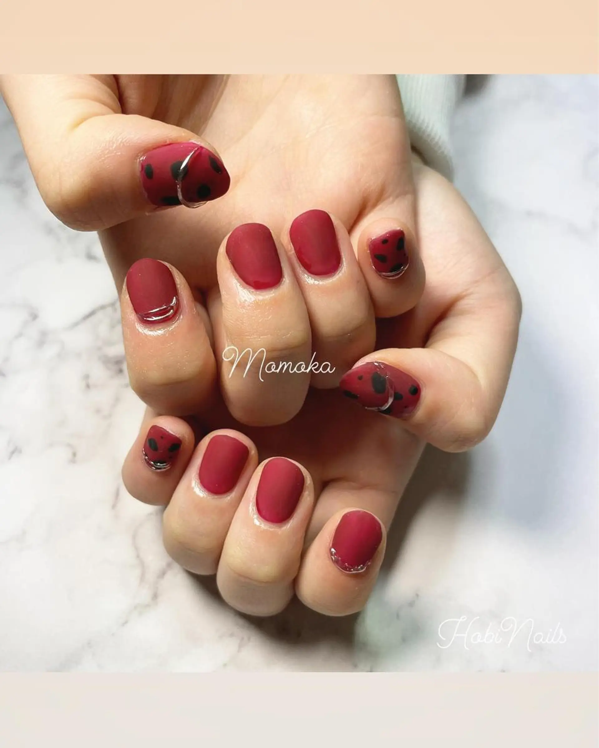 ネイル マットネイル 赤色 momoka_nails所属・Momo nailsalonのネイルデザイン