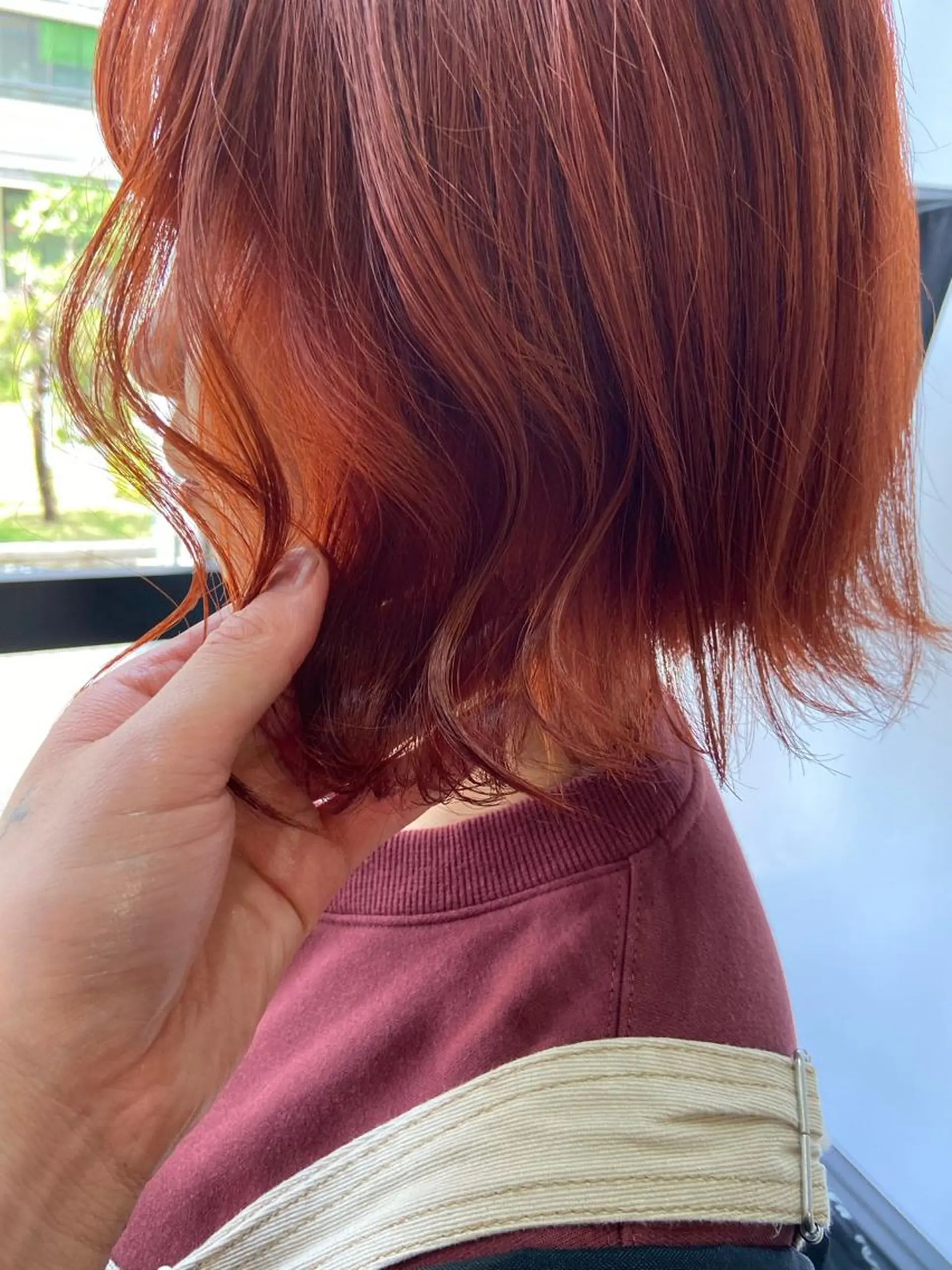 ミディアム カラー ブリーチ ハイトーンカラー オレンジ 松尾太樹 【pia】福岡美容室のヘアスタイル