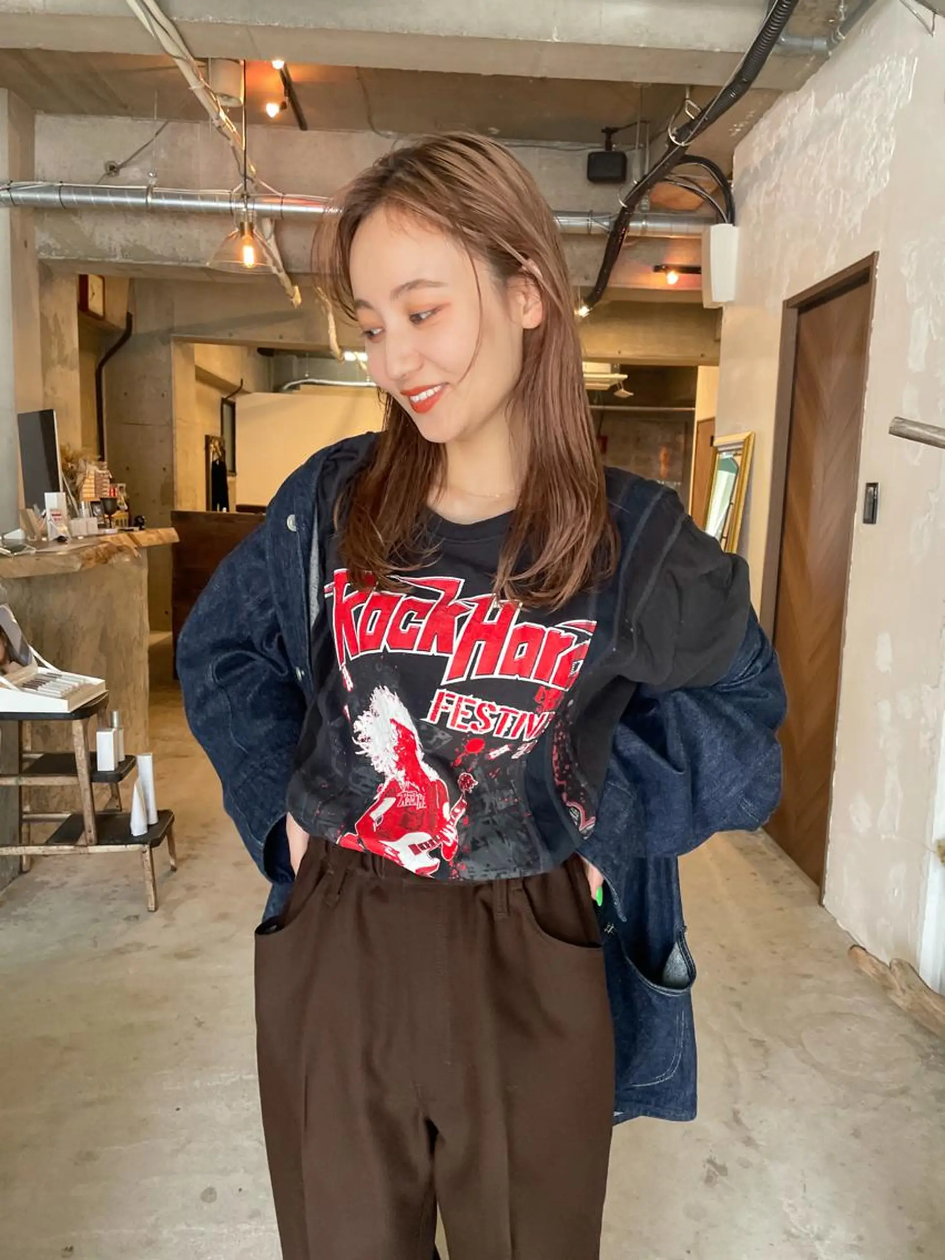 セミロング カラー パーマ/レイヤー 岩山丈一郎のヘアスタイル