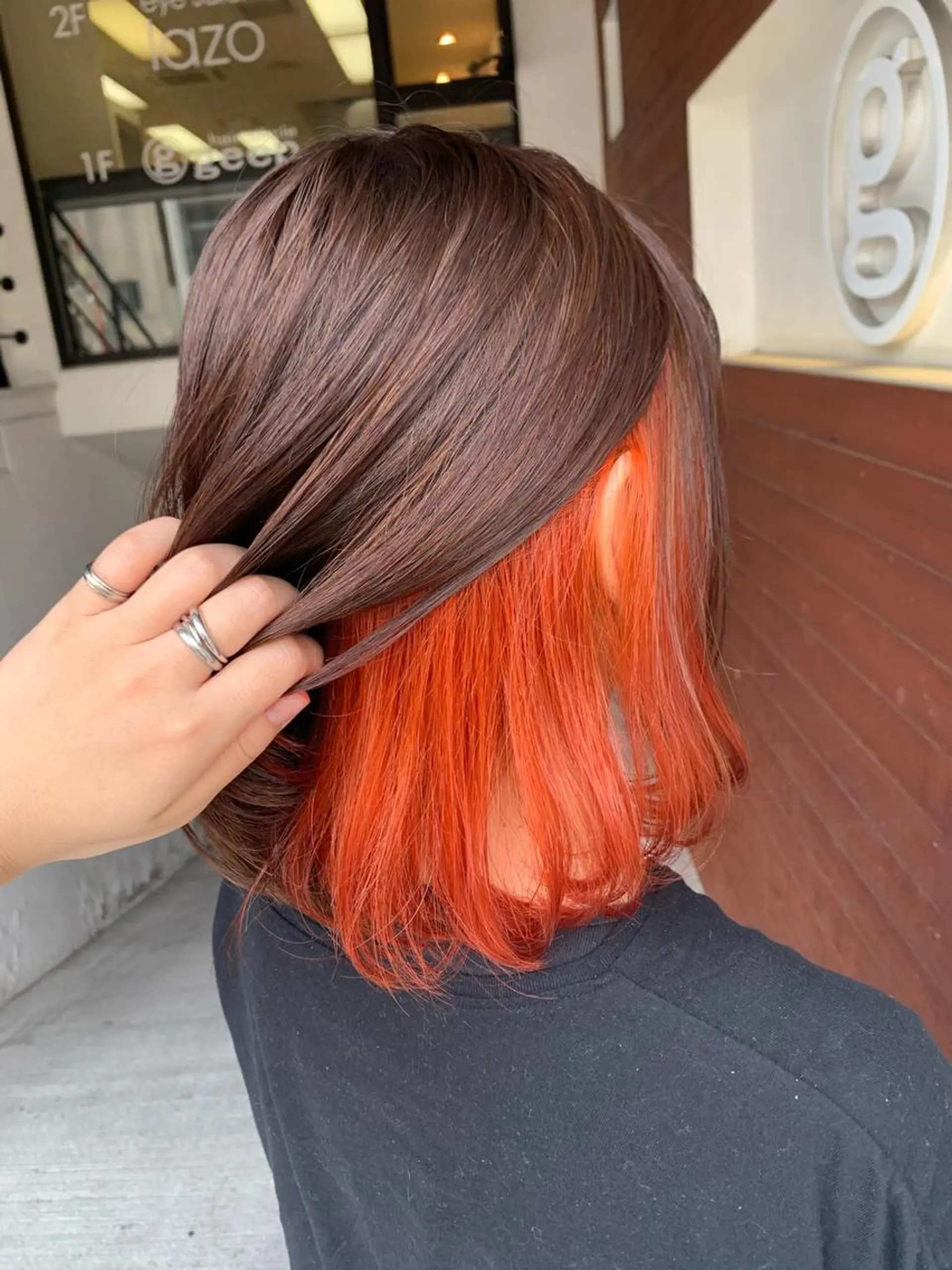 ミディアム カラー インナーカラー オレンジ カット ヘアカラー トリートメント IORI #韓国ヘア#髪質改善のヘアスタイル