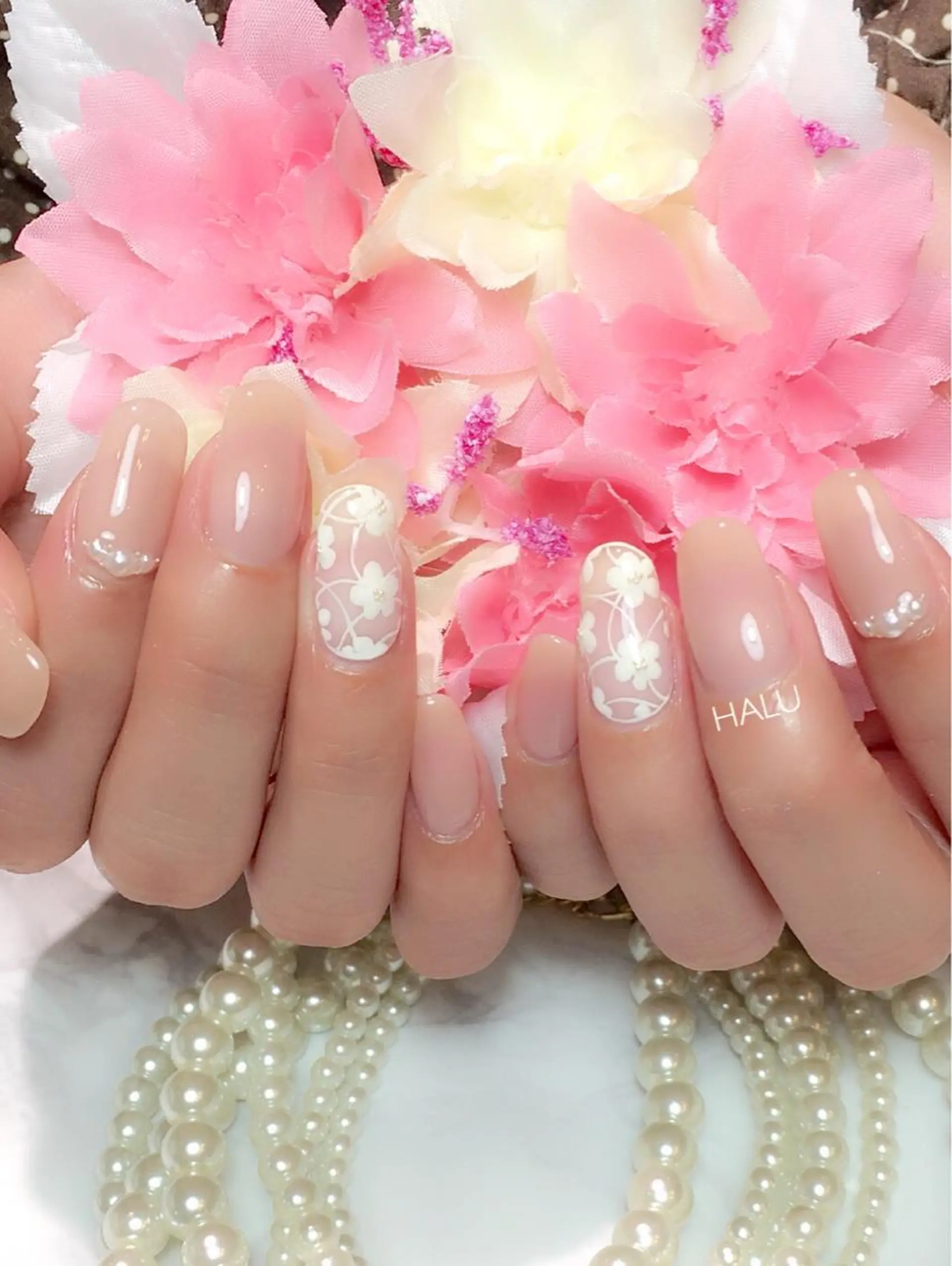 ネイル レース シンプルネイル 春ネイル HALU ハルのネイルデザイン
