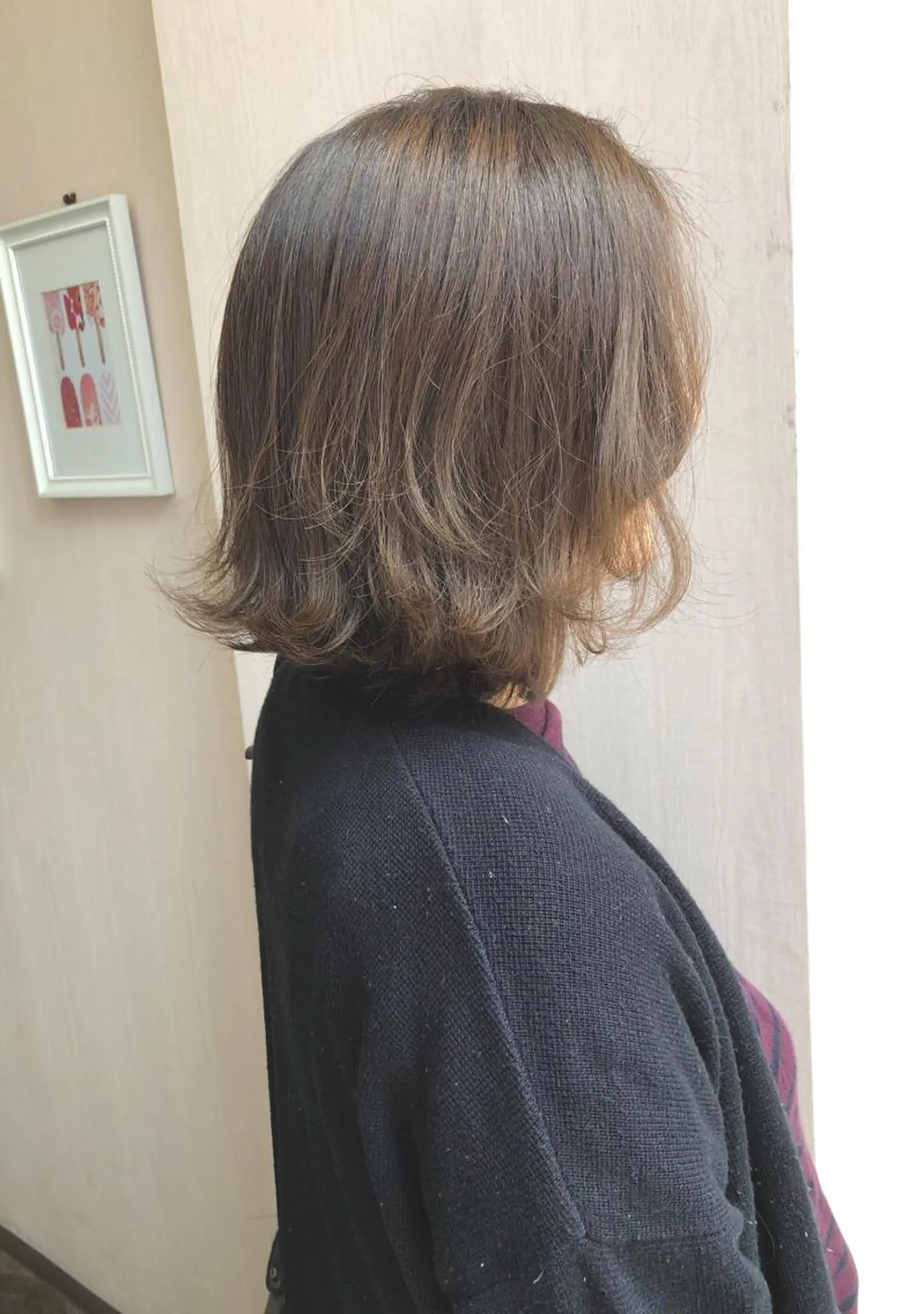 ミディアム カラー パーマ ベージュカラー レイヤーカット 細川 亮のヘアスタイル