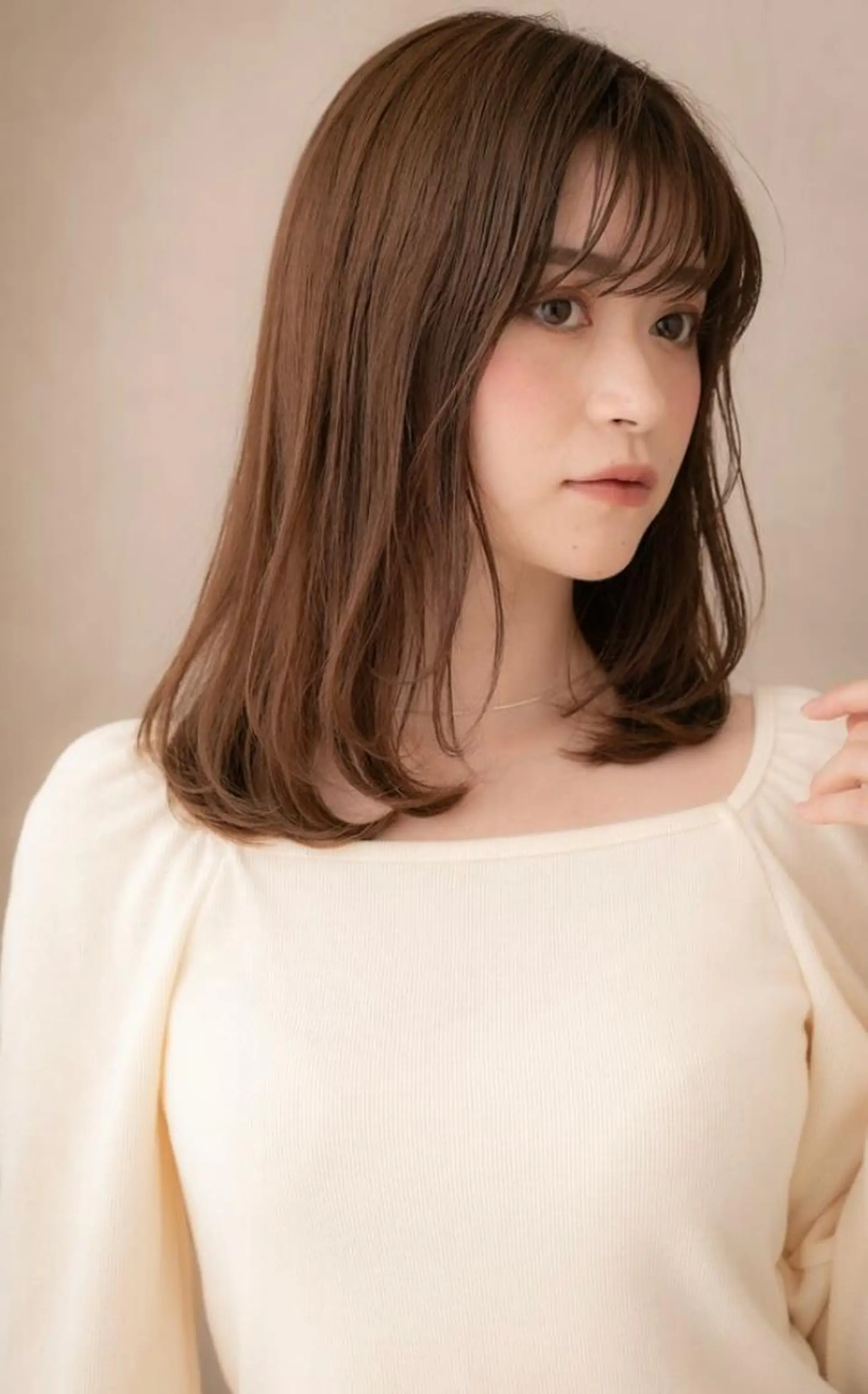 セミロング カラー パーマ 似合わせ✨透明感🫧 佐藤優斗のヘアスタイル