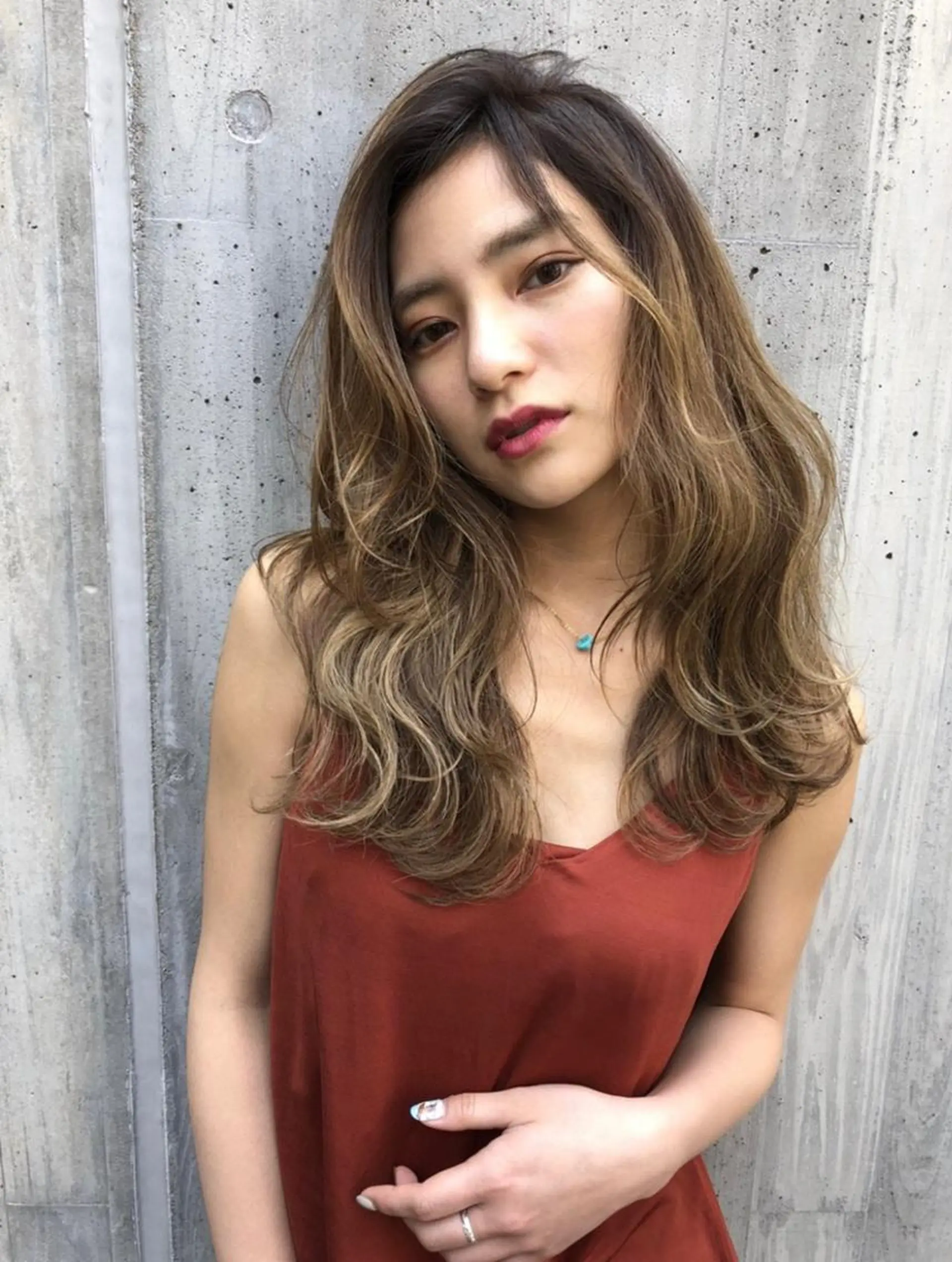 セミロング 透明感/オリーブ/ グレージュ/YUKAのヘアスタイル