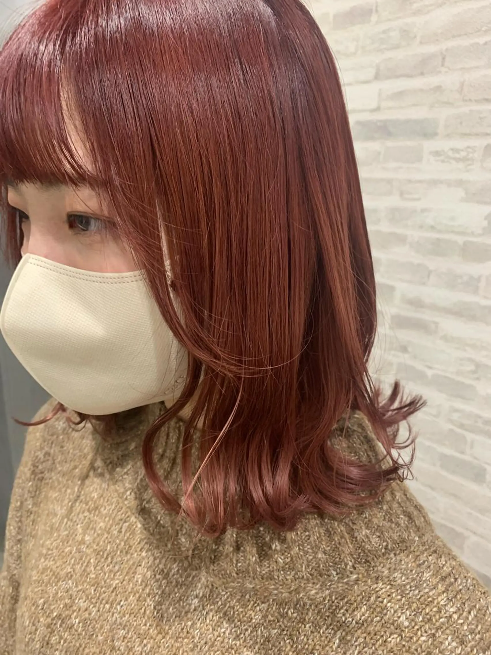 ミディアム カラー ピンクカラー ヘアカラー トリートメント 西村 真実子のヘアスタイル