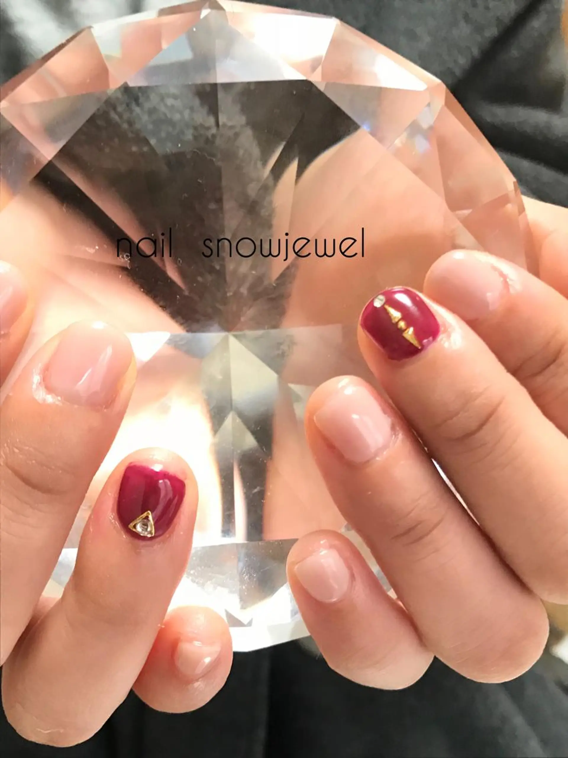 ネイル ボルドー 成人式 nail snowjewelのネイルデザイン