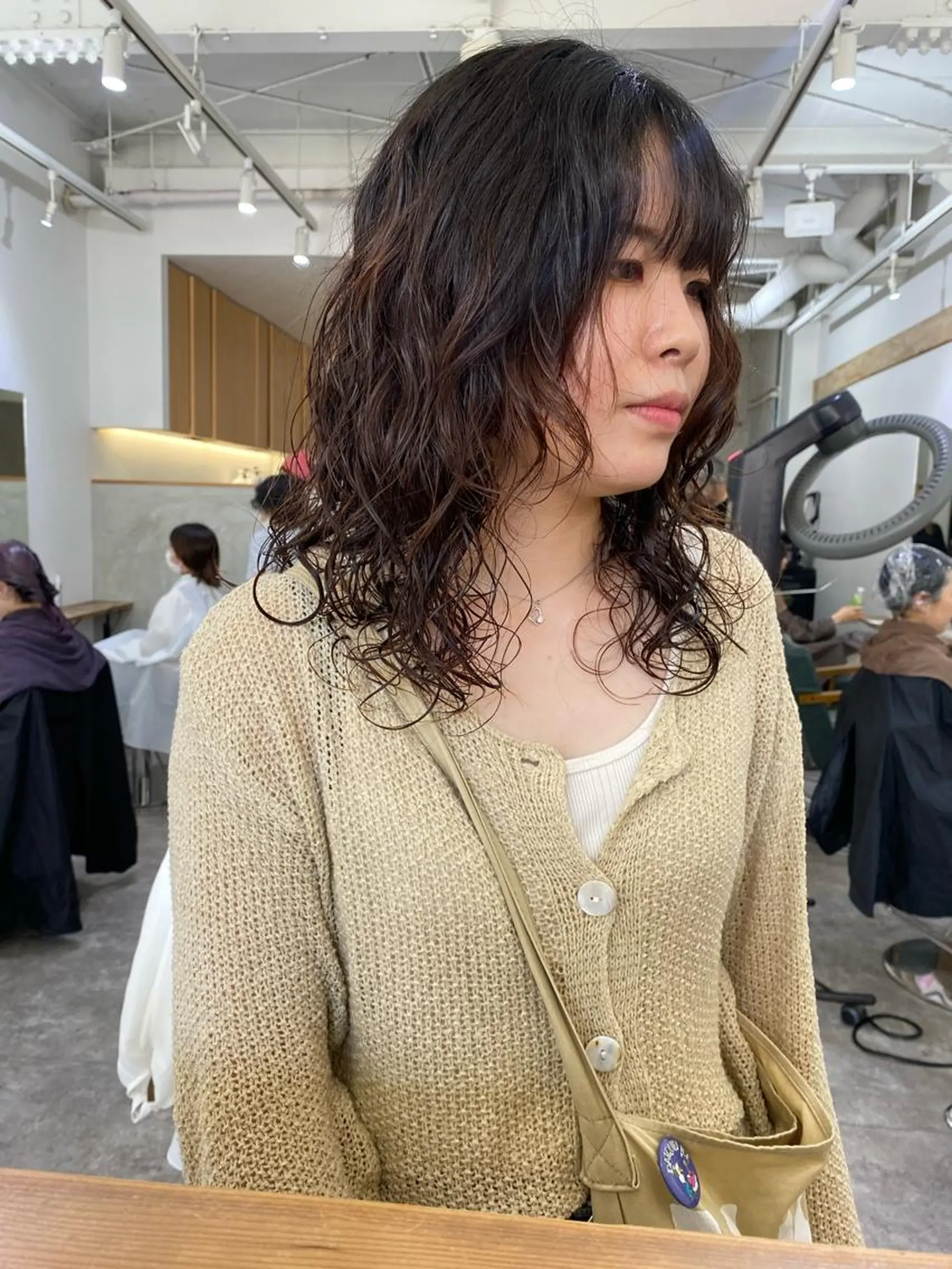 ミディアム パーマ ミディアムパーマ 森貴裕/ベージュ/ パーマ/オリーブのヘアスタイル