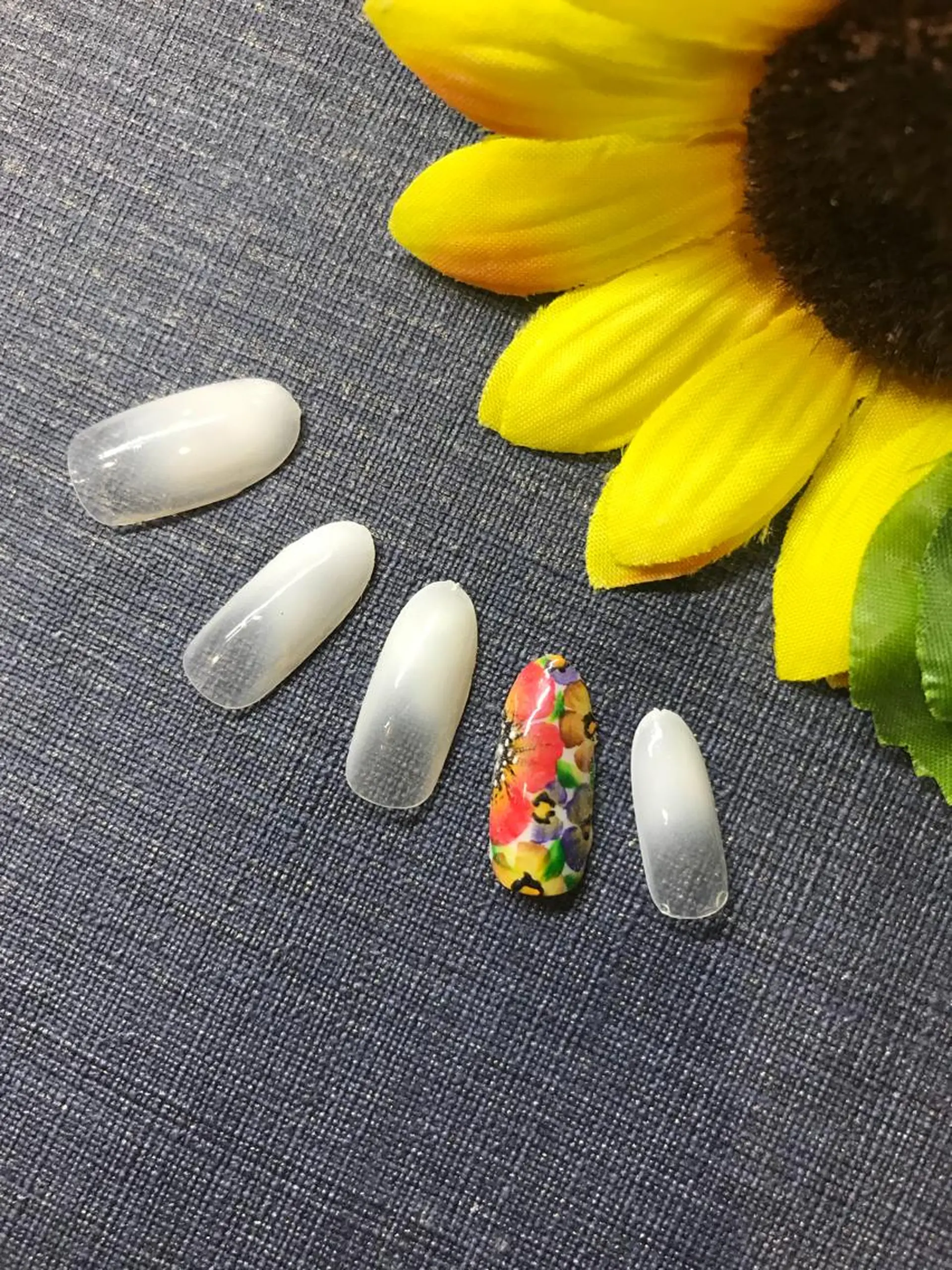 ネイル アートネイル グラデーション ホワイト ハンドネイル Grazie AMOREのネイルデザイン