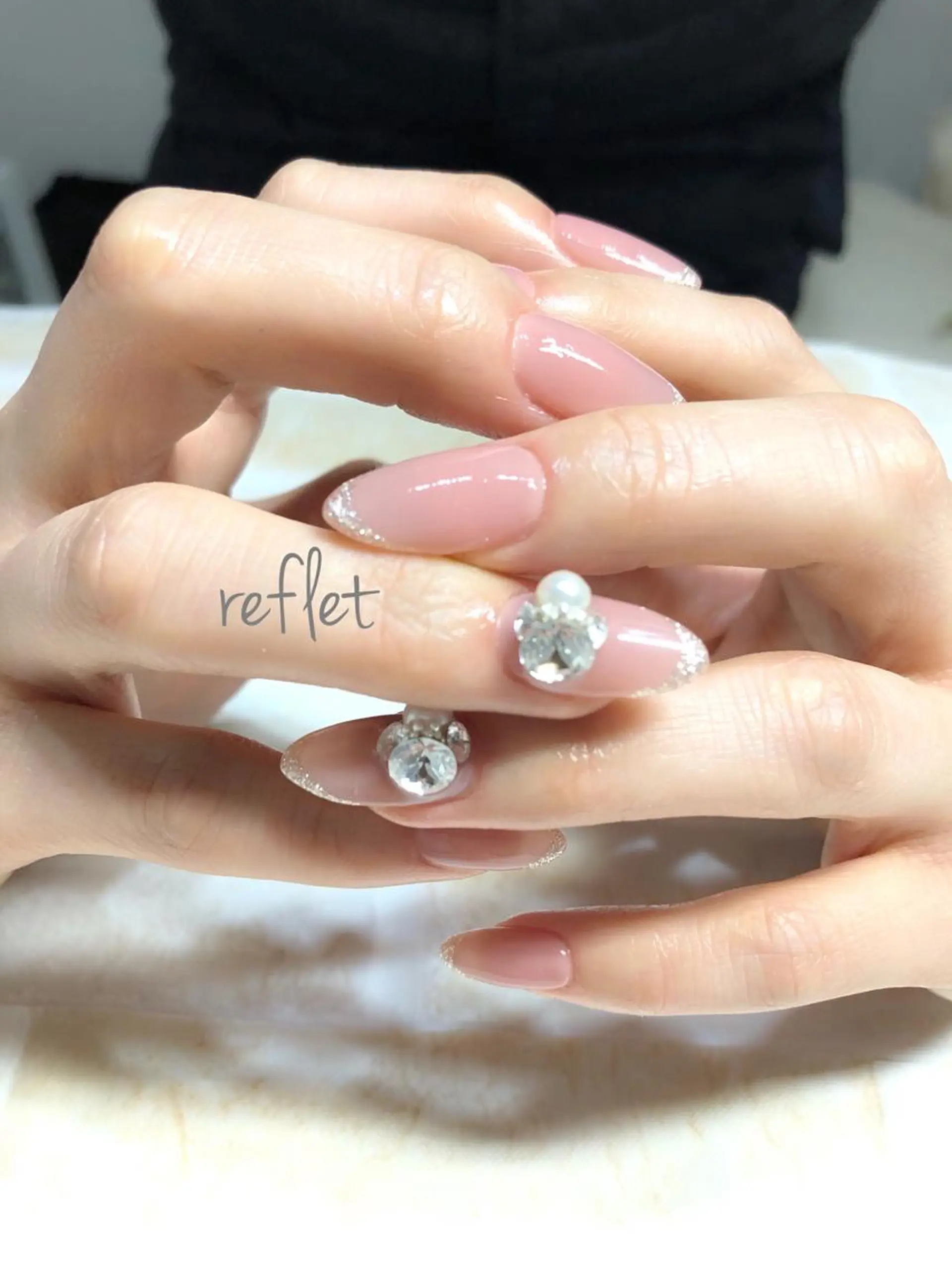 ネイル フレンチネイル ラメ(グリッター) ワンカラーネイル ブライダルネイル ハンドネイル reflet nailのネイルデザイン