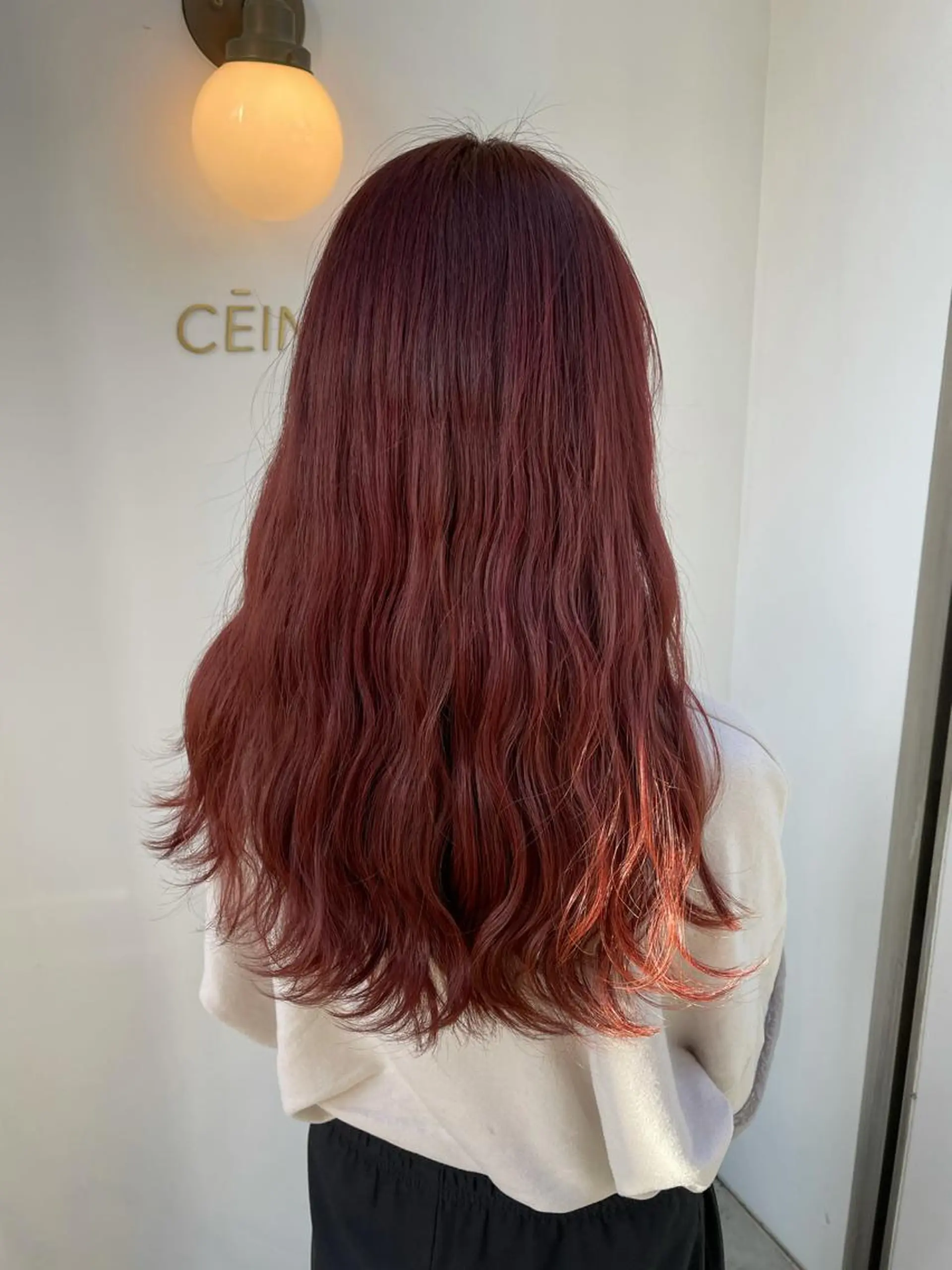 ロング カラー ブリーチ ブリーチなしカラー レッドカラー カット ヘアカラー トリートメント 中目黒🌼 🌼ハナのヘアスタイル