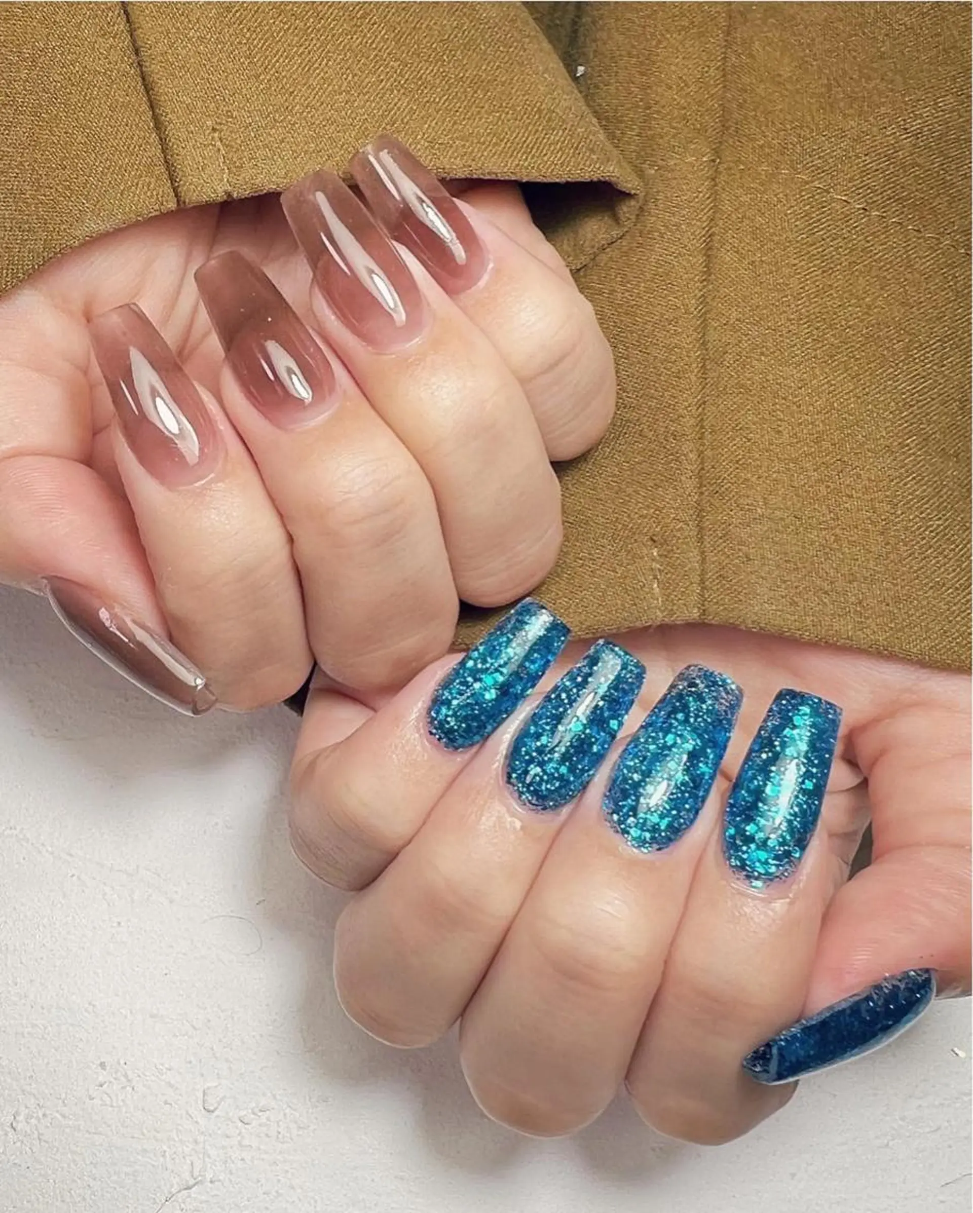 ネイル クリアネイル ラメ(グリッター) ワンカラーネイル スカルプネイル 夏ネイル ハンドネイル ✾ NailRoom Latina🌻💓のネイルデザイン