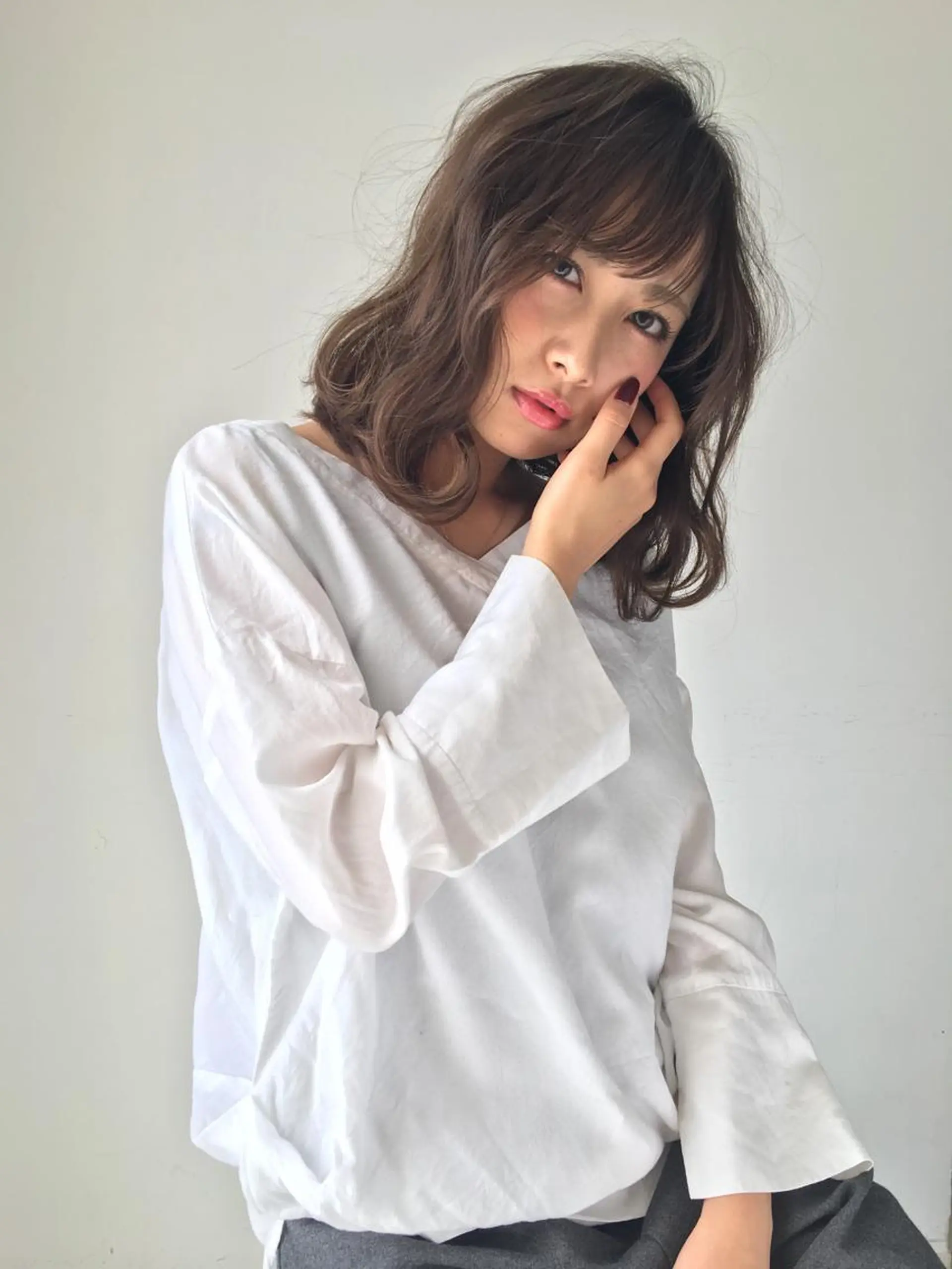 ミディアム カラー 店長/mao/ 前髪/顔周りカットのヘアスタイル