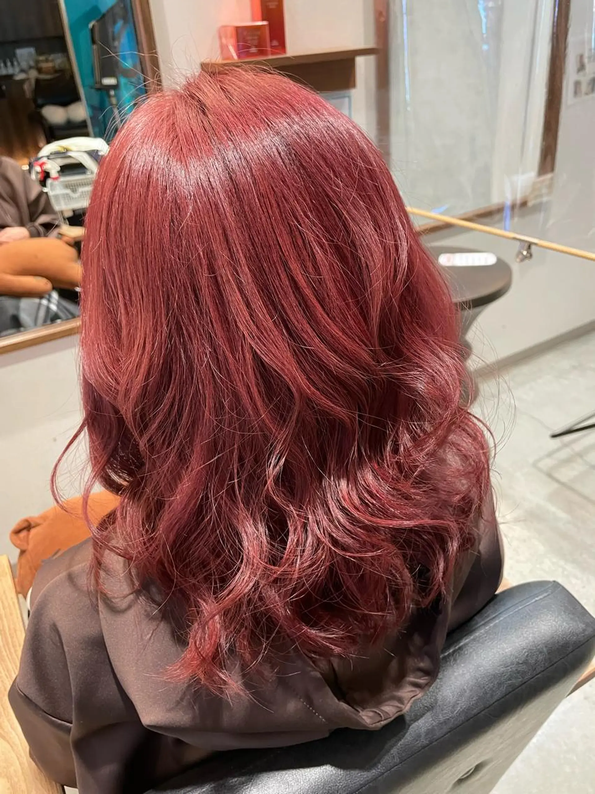 カラー ピンクカラー レッドカラー Spin hair 檜垣菜愛のヘアスタイル