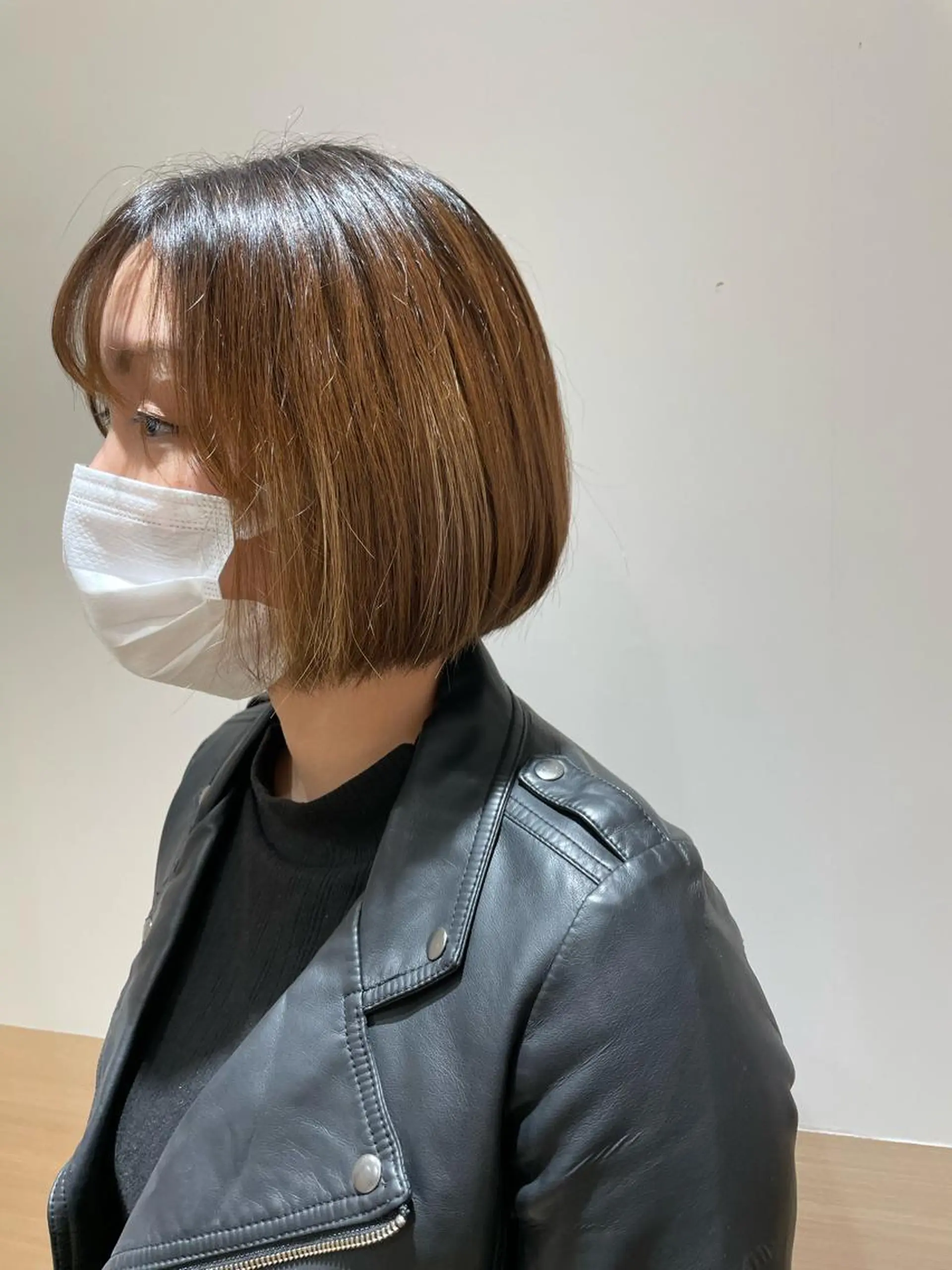 ショート カラー ワンレンボブ ショートボブ ブラウンカラー ケアカラー ピンクカラー カット ヘアカラー GO TODAY SHAiRE SALON所属・天野 瑠真のヘアスタイル