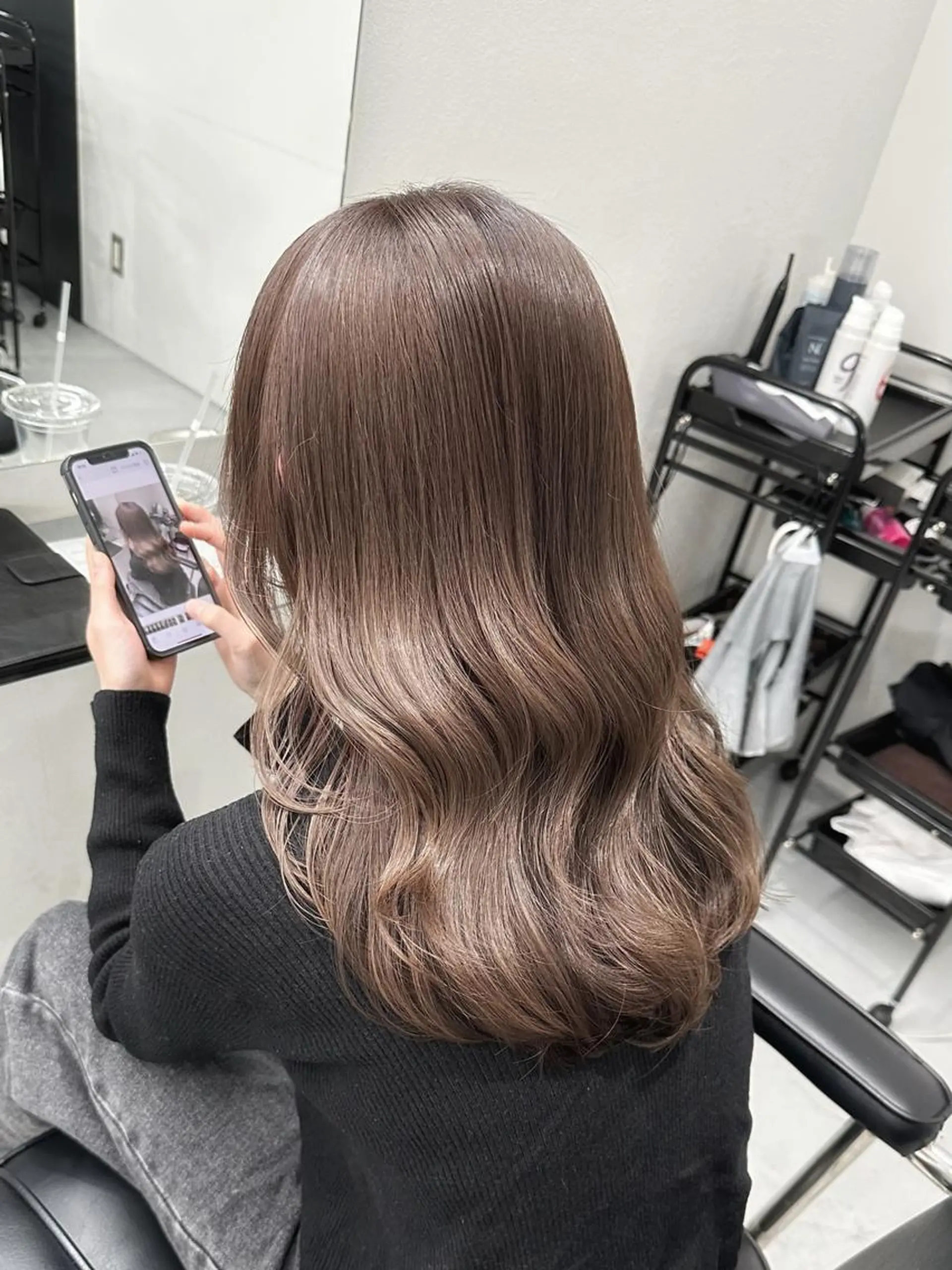 ミディアム ヘアカラー トリートメント ミルクティーベージュ 新潟万代/MANA♡のヘアスタイル