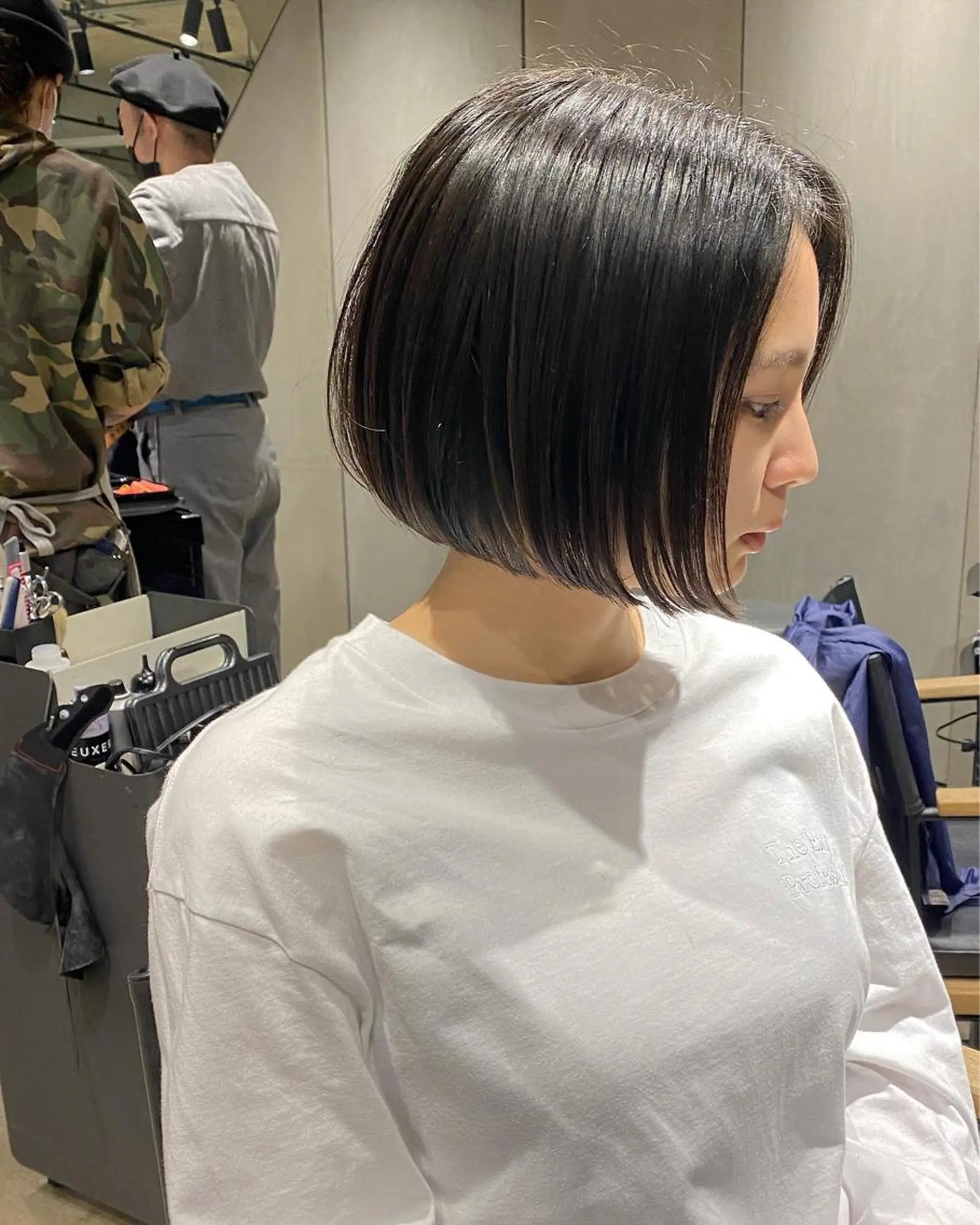 ショート 切りっぱなしボブ ワンレンボブ ボブ カット トリートメント hemm,hemm.所属・ショート・ボブ MIKUのヘアスタイル