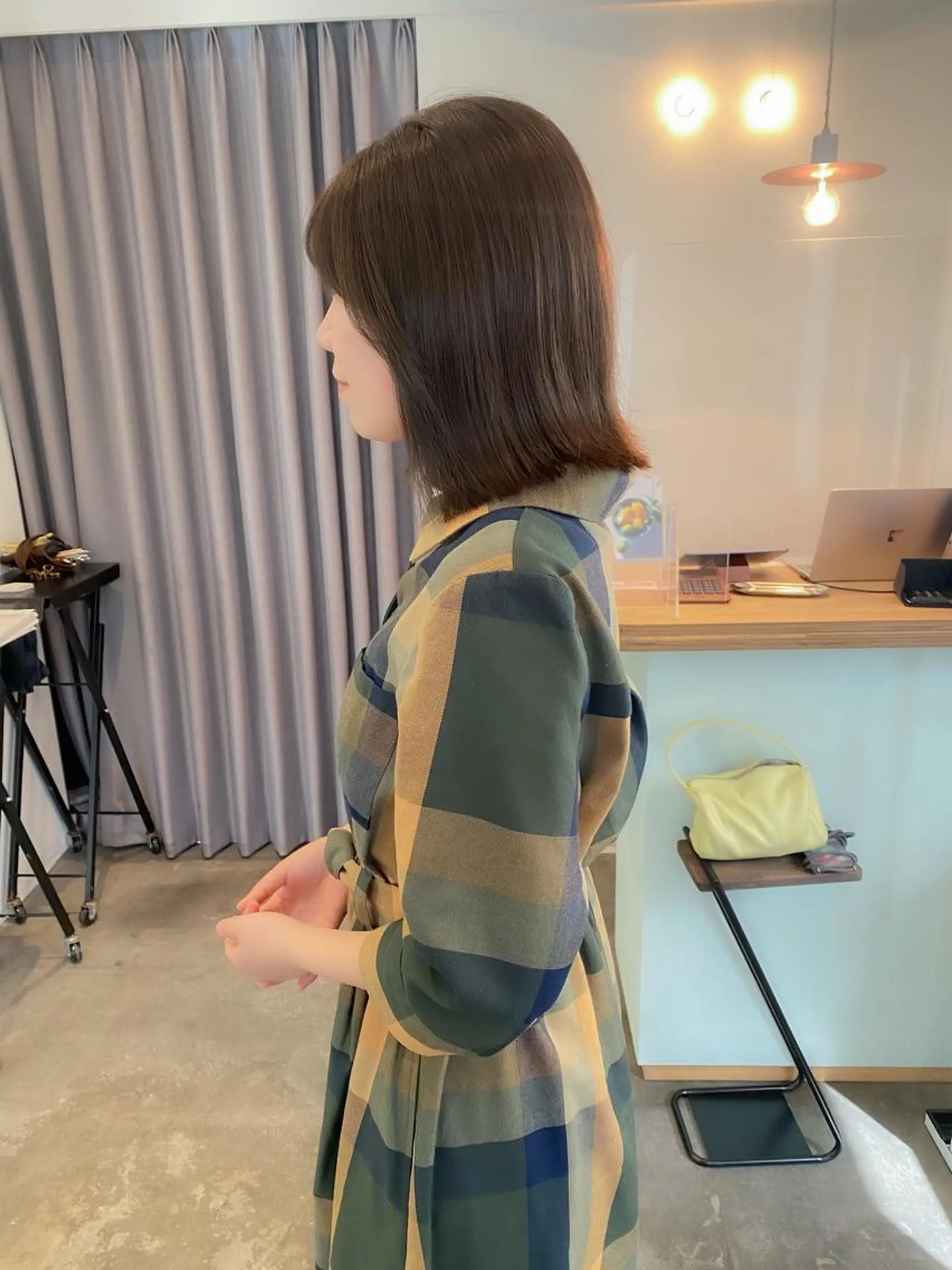 ミディアム カラー アッシュ オレンジ 板谷みさき /艶ボブ/藤沢美容室のヘアスタイル