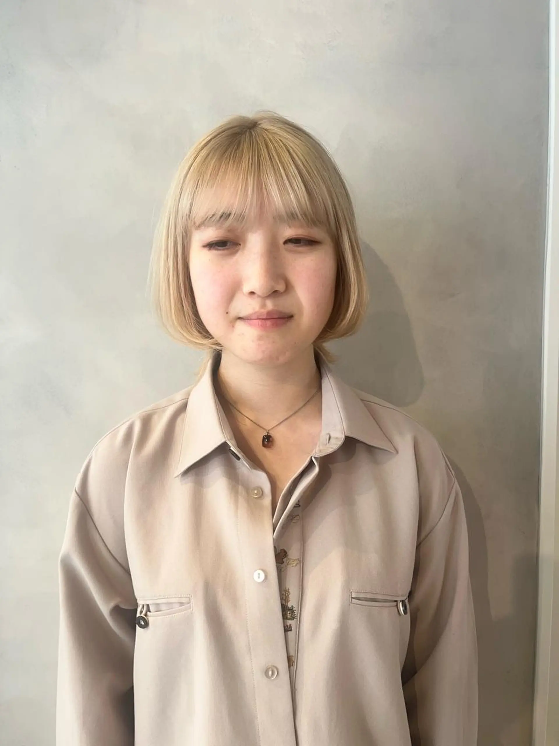 ショート ヘアカラー トリートメント ボブ/ベージュ/ パーマ🪿近森ゆいのヘアスタイル