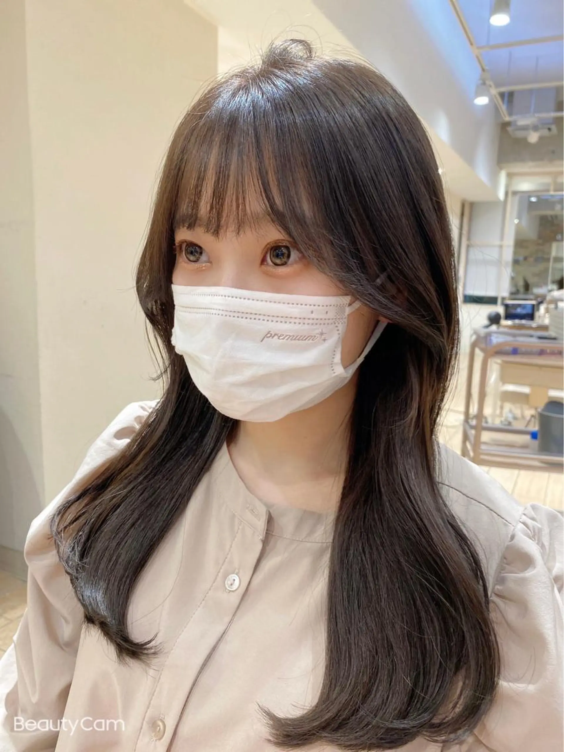 セミロング カラー ベージュカラー ブラウンカラー ブラウンベージュ グレージュ くびれヘア カット ヘアカラー トリートメント 顔周り/くびれヘア 韓国ヘア💕風間るなのヘアスタイル