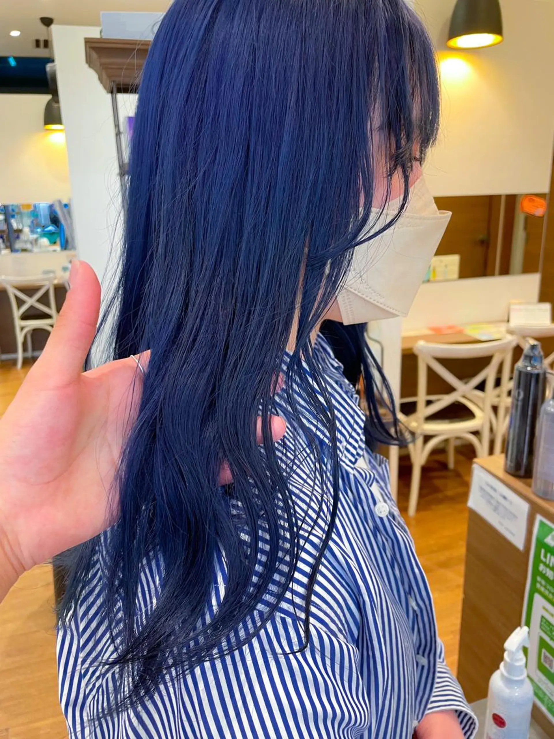 ロング カラー 黒髪 ブルーカラー ブルーブラック 髪質改善/ブリーチ 田代 龍我のヘアスタイル