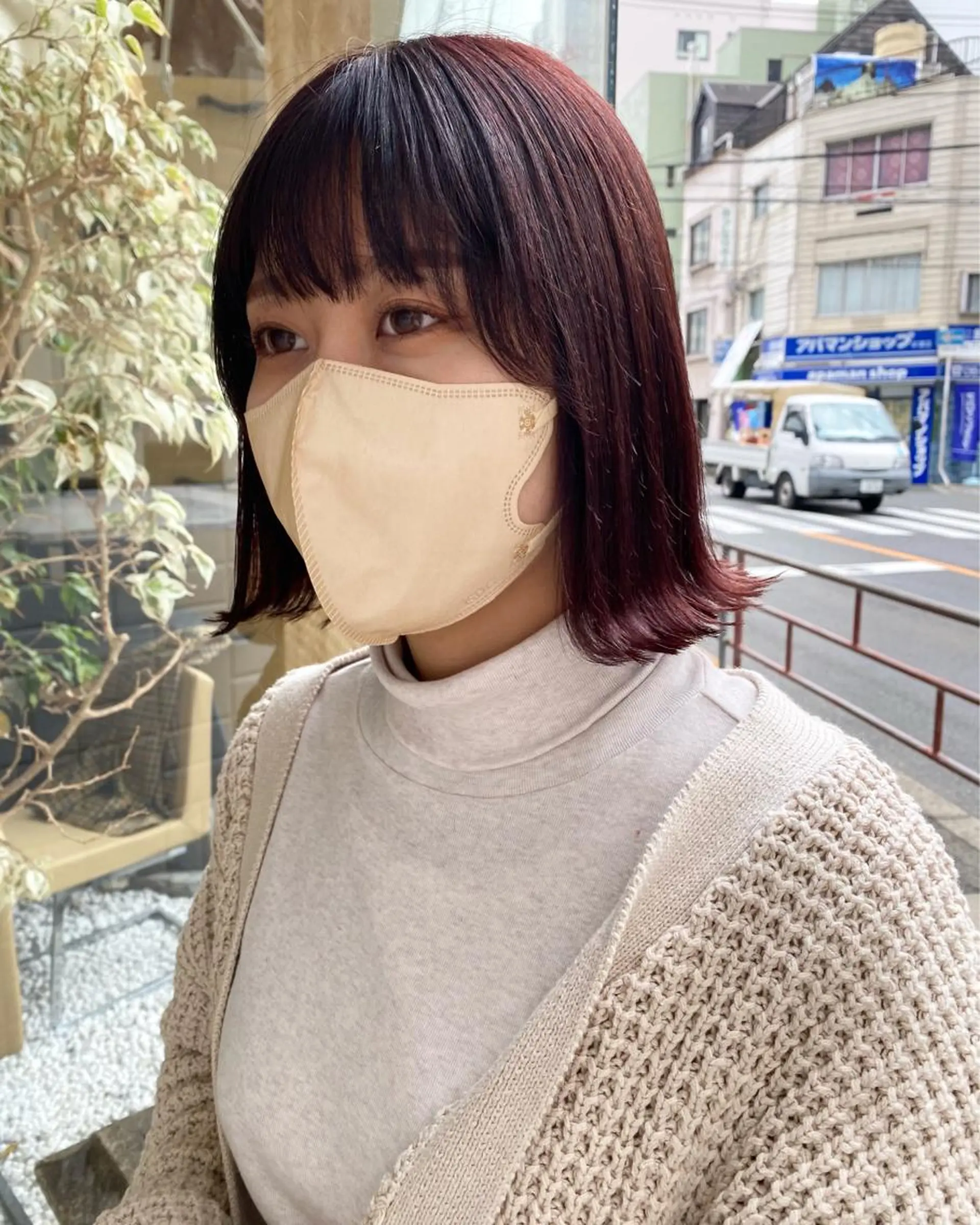 ミディアム カラー ブラウンカラー ピンクカラー ピンクブラウン ボブ カット ヘアカラー アオイ🩵暖色 /まろやかカラーのヘアスタイル