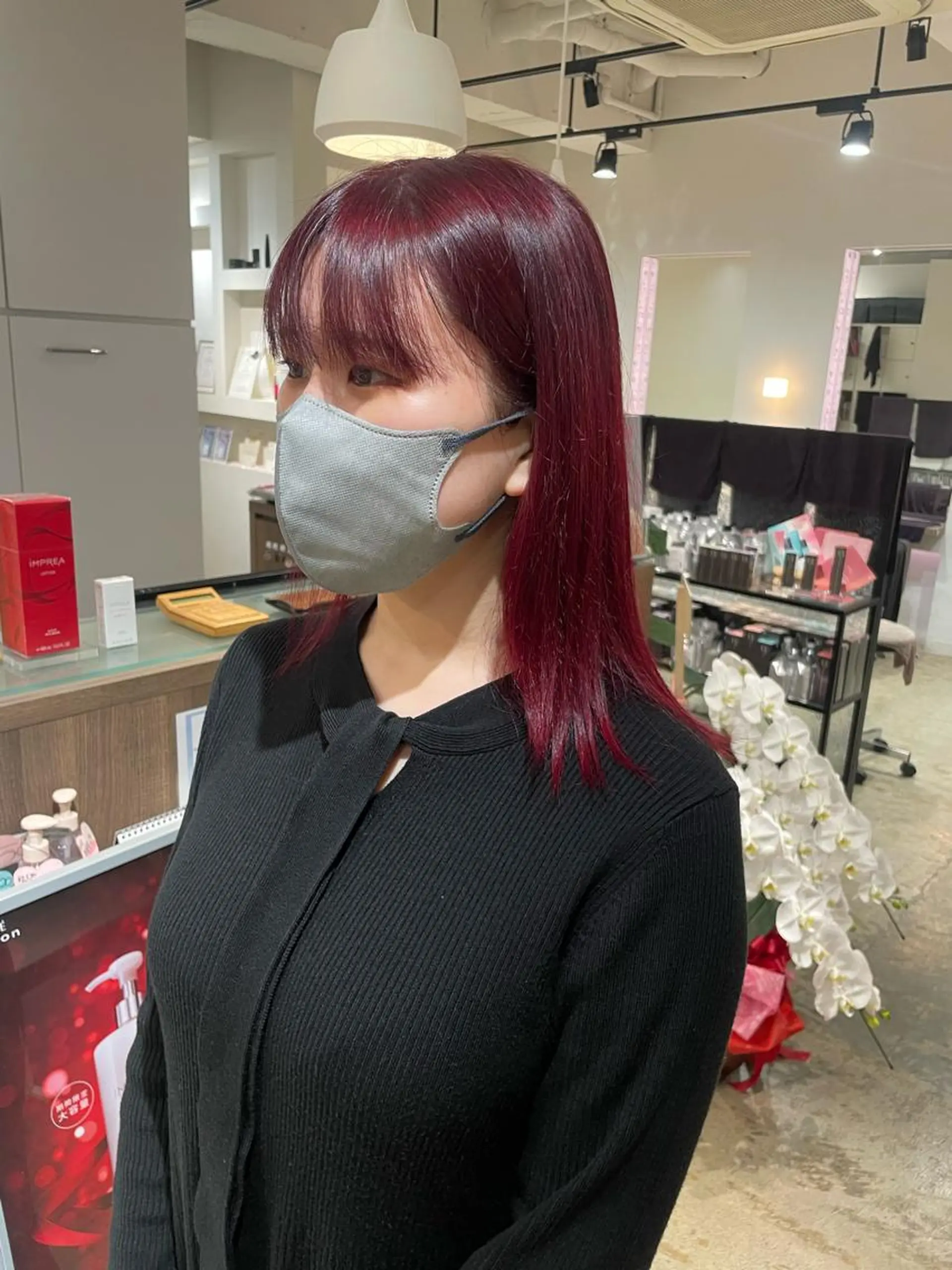 セミロング カラー カット ヘアカラー トリートメント hairsalon de Forever vida所属・切りっぱなしボブ/ 縮毛矯正のヘアスタイル