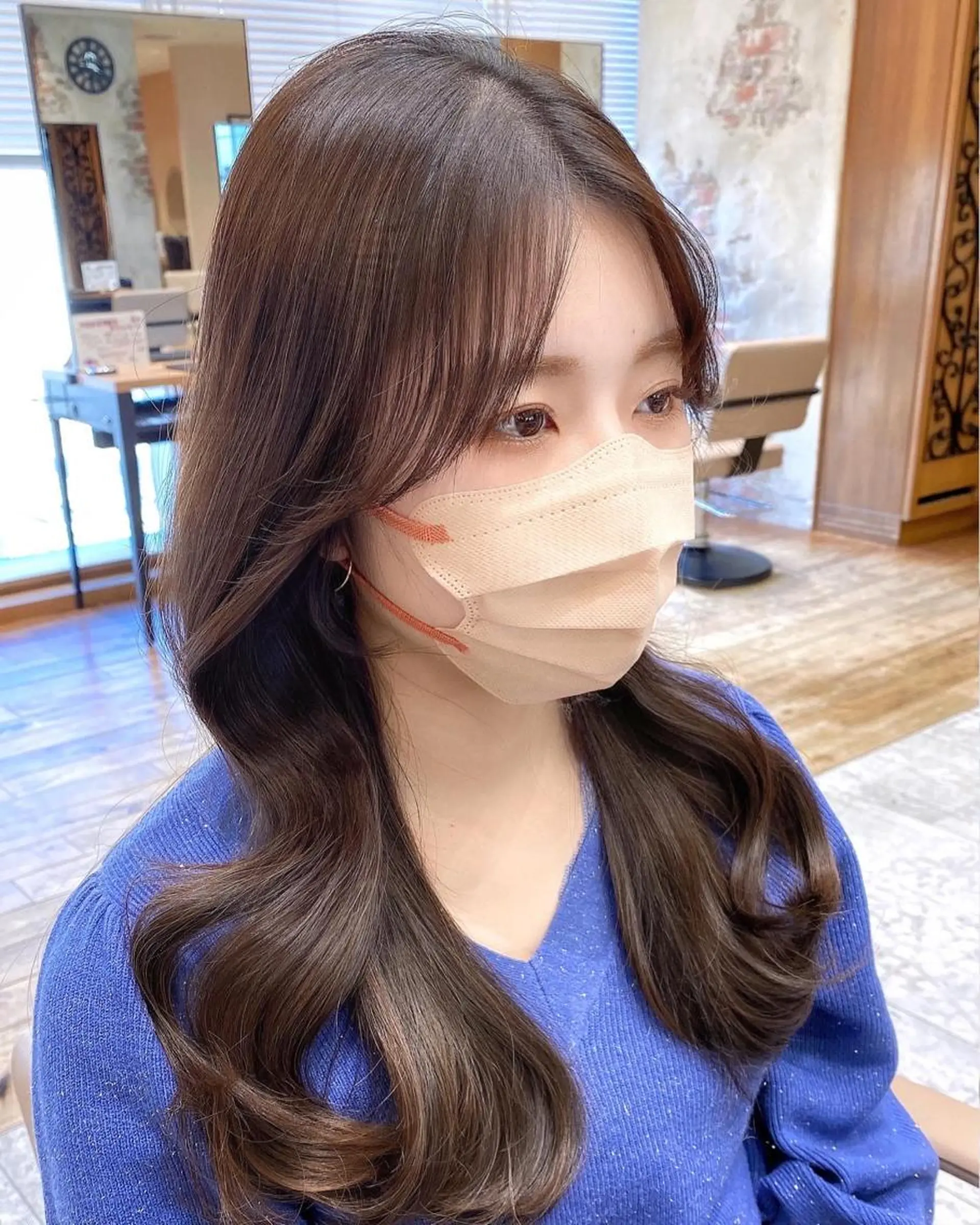 ロング カラー カット ヘアカラー トリートメント On所属・顔まわりカット🌟 くびれヘア/寺門遥輝のヘアスタイル