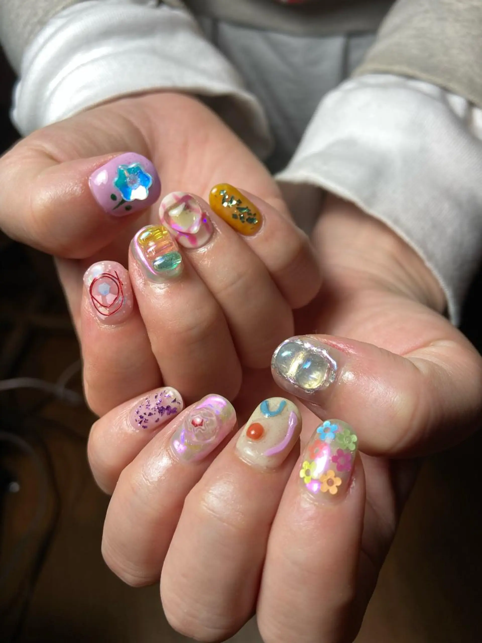 ネイル オーロラネイル ハート パステルネイル ピンク . unffのネイルデザイン