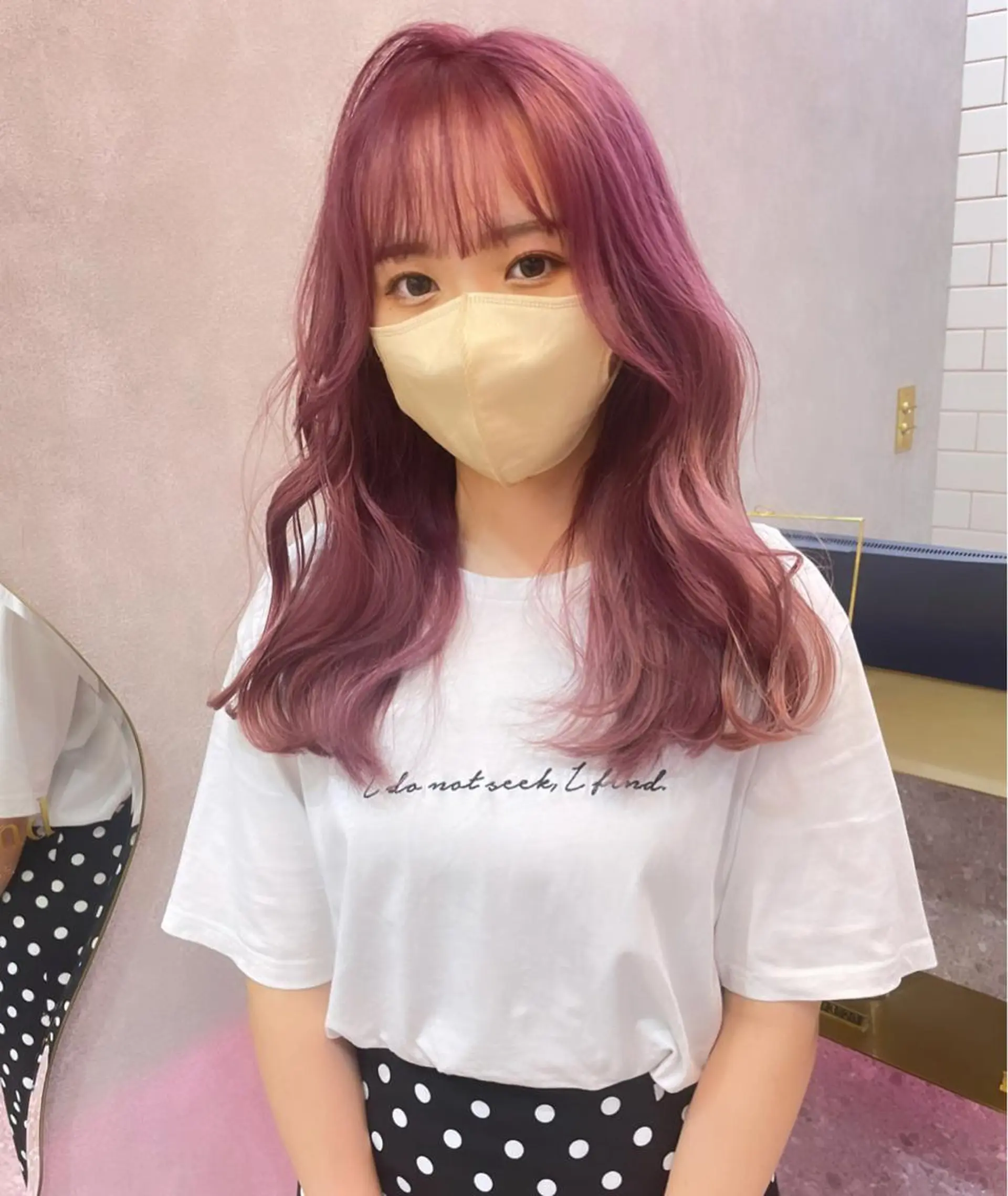 セミロング ヘアカラー rina／ベージュ ワンホン/韓国ヘアのヘアスタイル