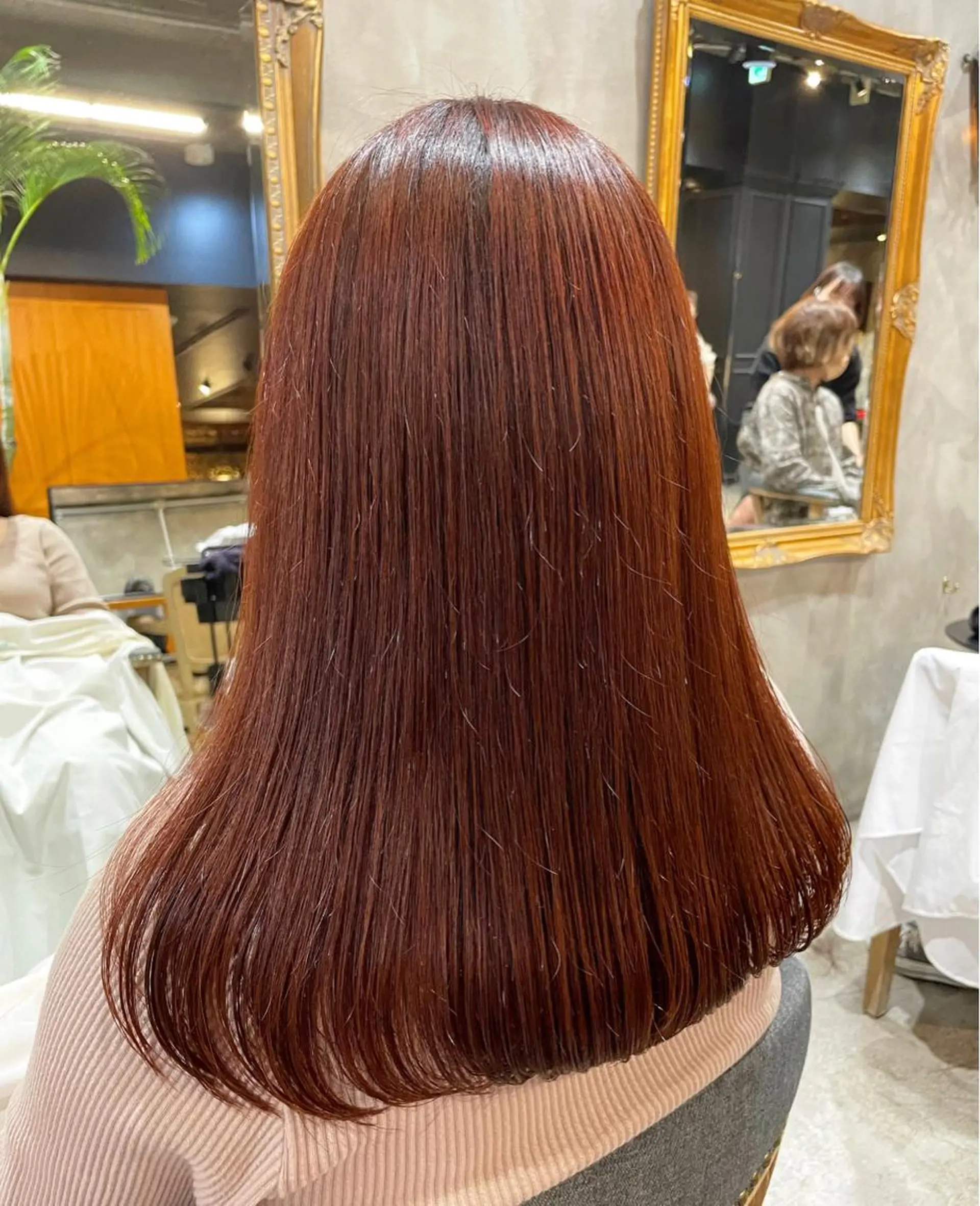 ロング カラー ヘアアレンジ ブラウンカラー オレンジ オレンジブラウン ヘアカラー トリートメント 髪質改善カラー&TR 縮毛矯正/弱酸性矯正のヘアスタイル