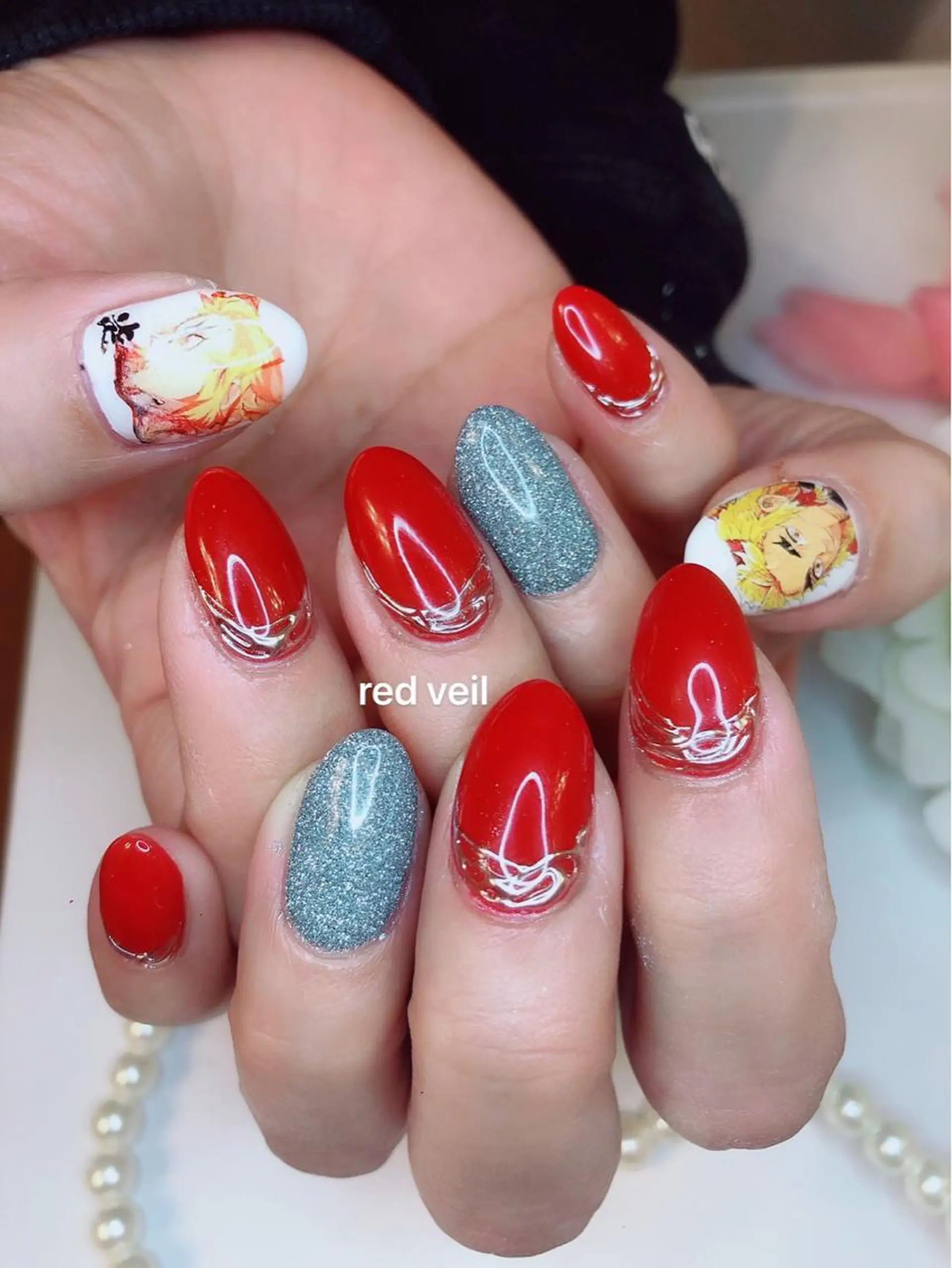 ミディアム ネイル 持ち込み ハンドネイル 長さ出し専門 nynaのネイルデザイン