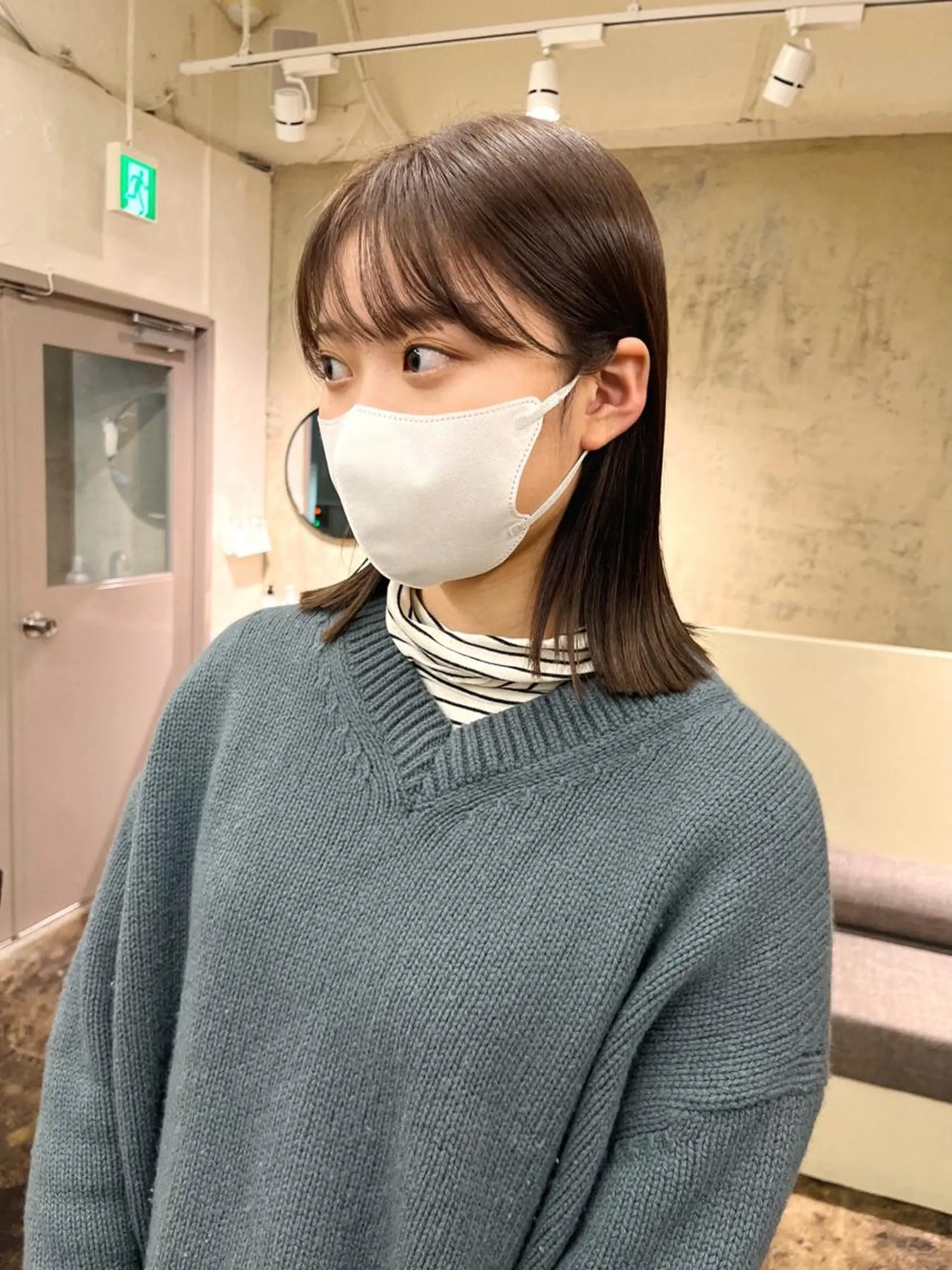 ミディアム カラー ベージュカラー ブリーチ ダブルカラー ブリーチなしカラー オリーブベージュ 西山 紗耶香🪽 透明感カラー/ボブのヘアスタイル