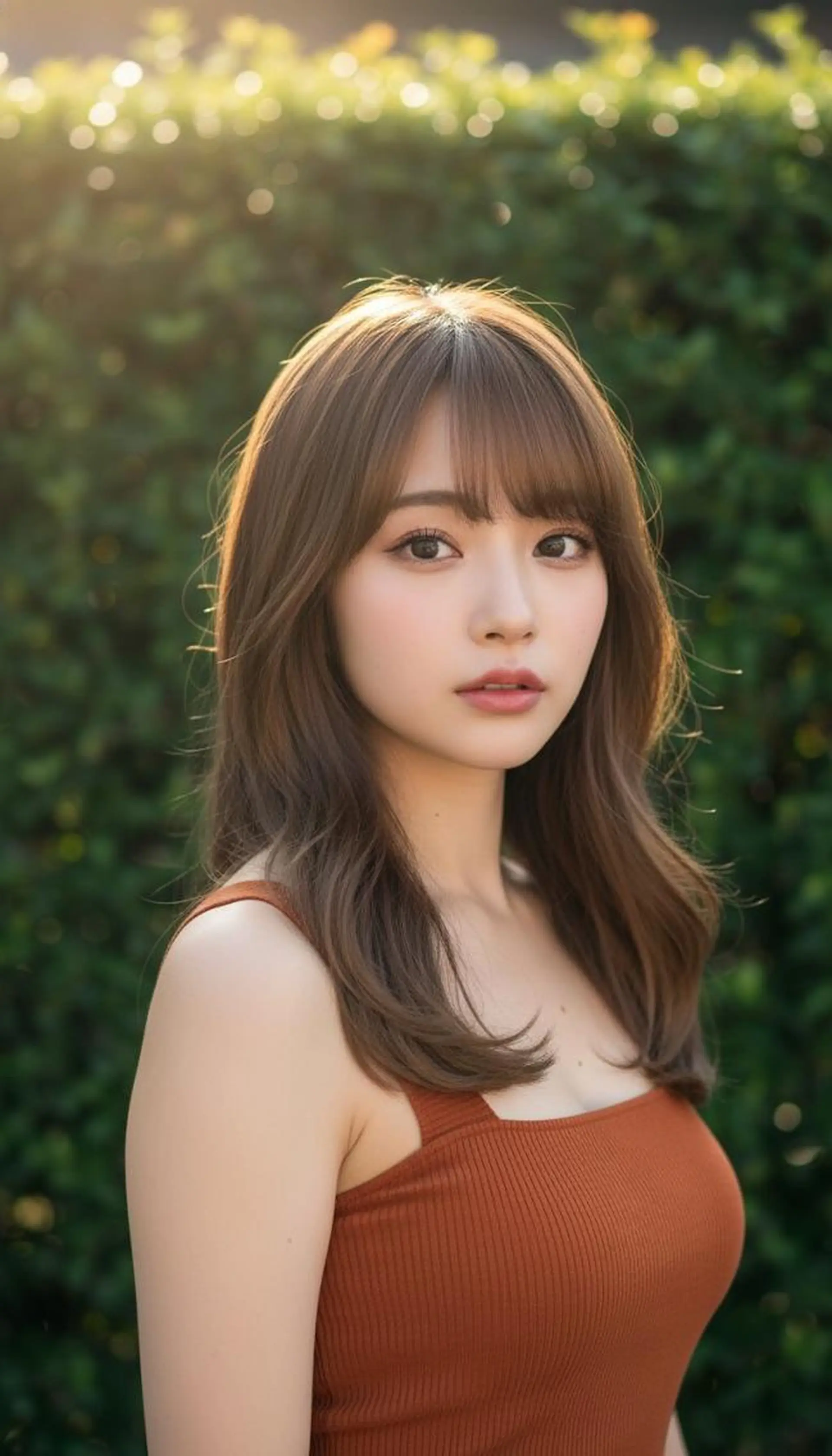 セミロング カラー パーマ ベージュカラー ブラウンカラー ブラウンベージュ デート レイヤーカット カット パーマ 縮毛矯正 トリートメント ヘアセット さく/髪質改善× 縮毛矯正/町田のヘアスタイル