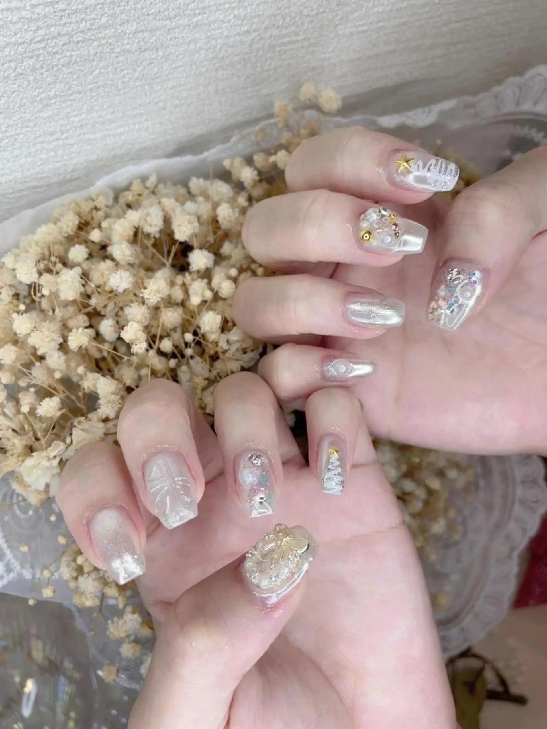 ネイル ホワイト 冬ネイル クリスマス Babarla Nailのネイルデザイン